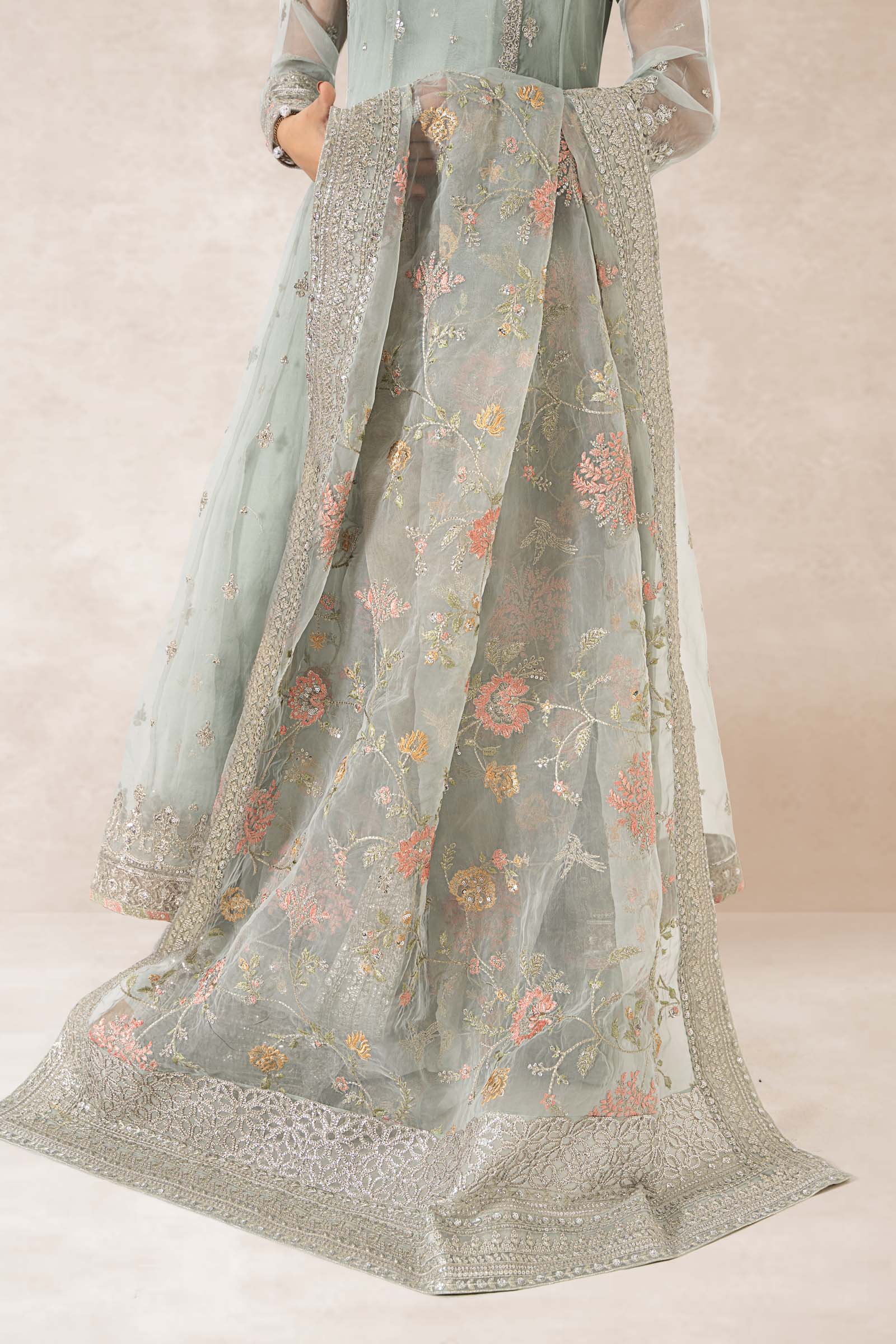 3 Piece Embroidered Organza Suit - Image 3