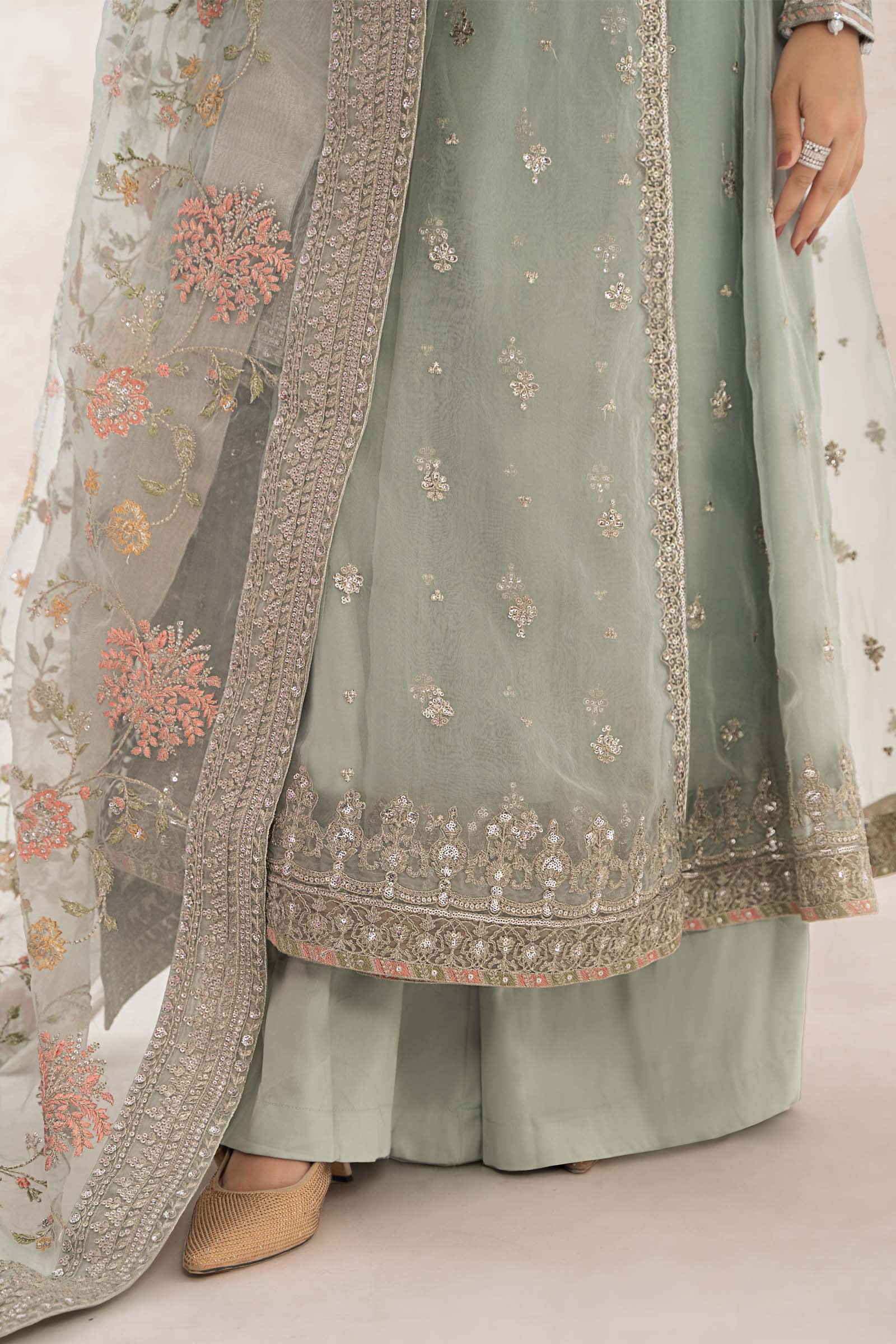 3 Piece Embroidered Organza Suit - Image 5