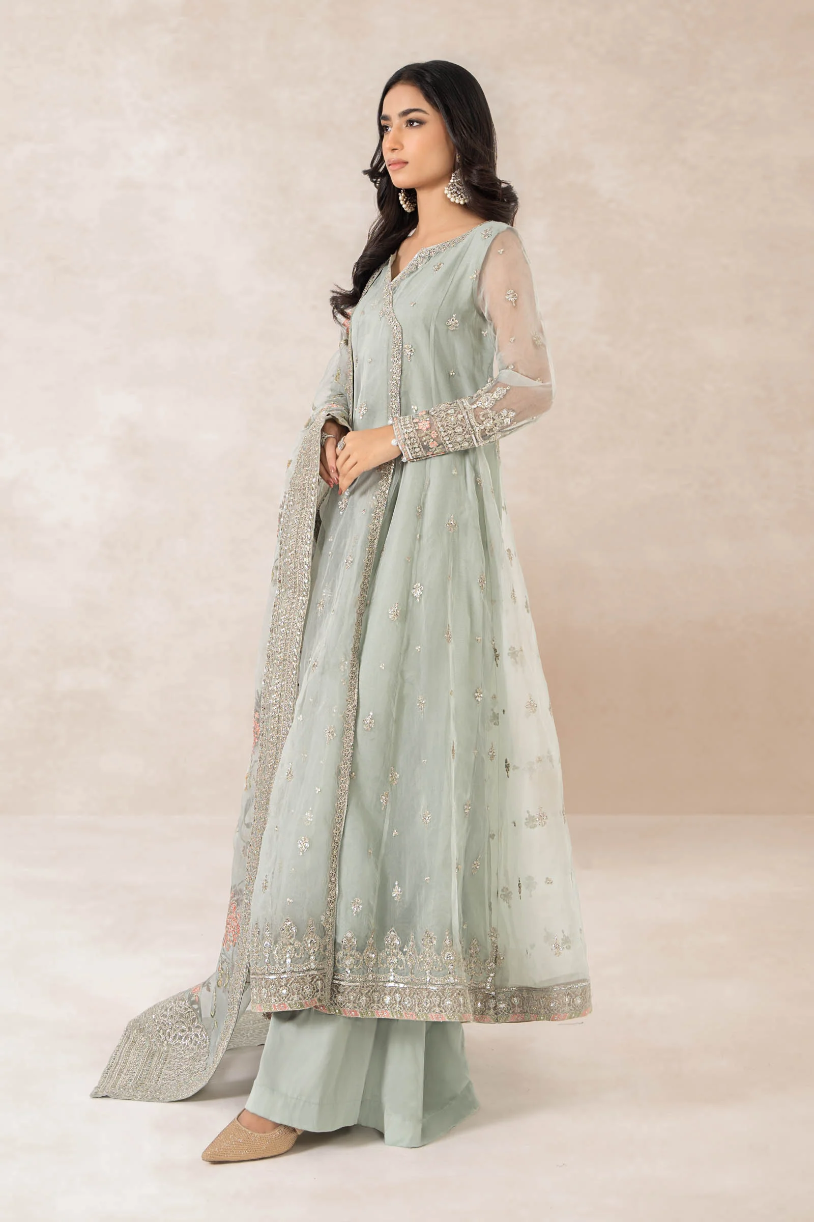 3 Piece Embroidered Organza Suit - Image 6