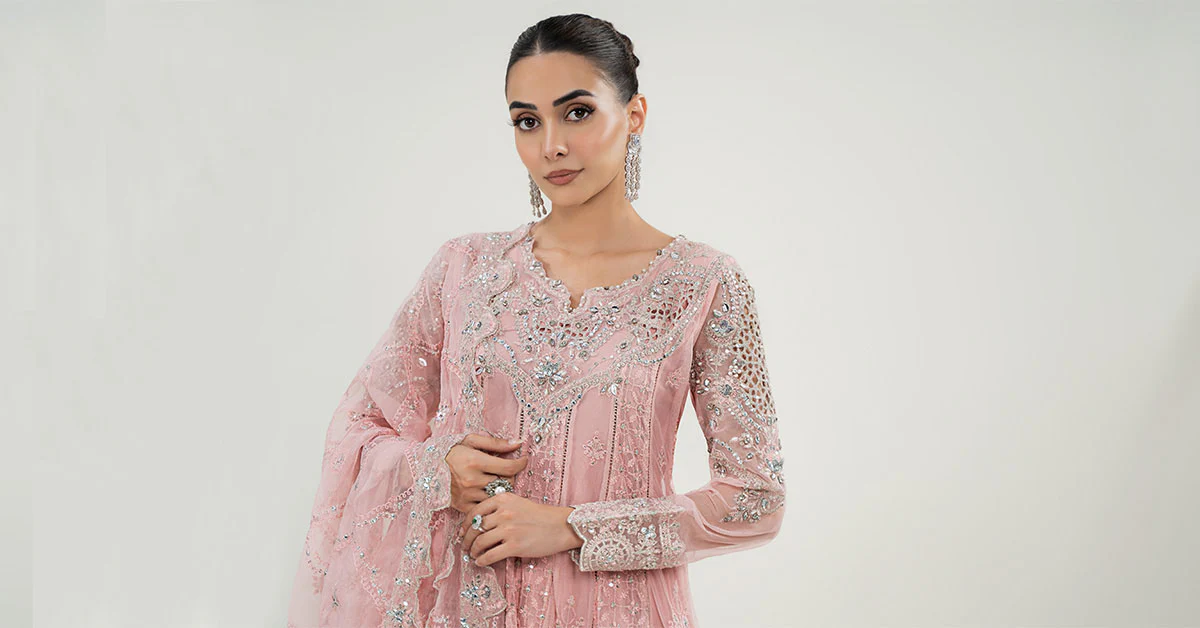 3 Piece Embroidered Net Suit - Image 5