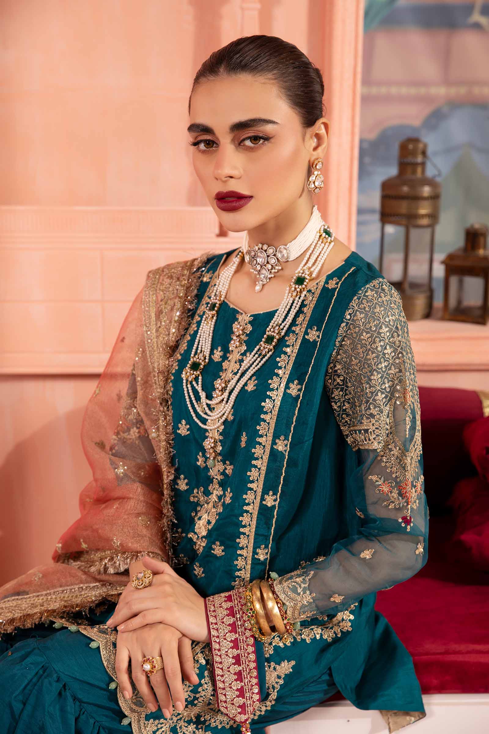 3 Piece Embroidered Bamber Raw Silk Suit - Image 2