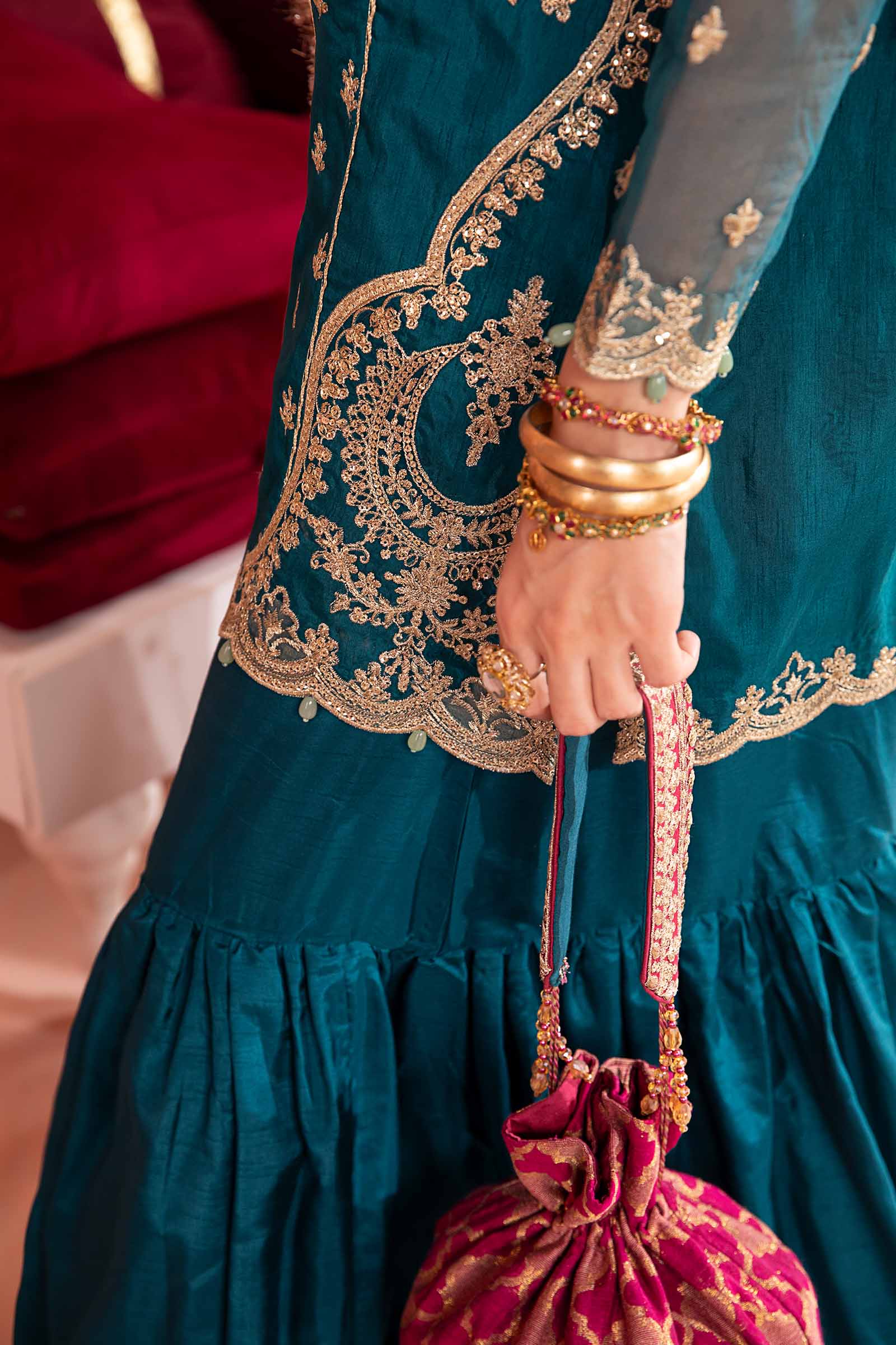 3 Piece Embroidered Bamber Raw Silk Suit - Image 3