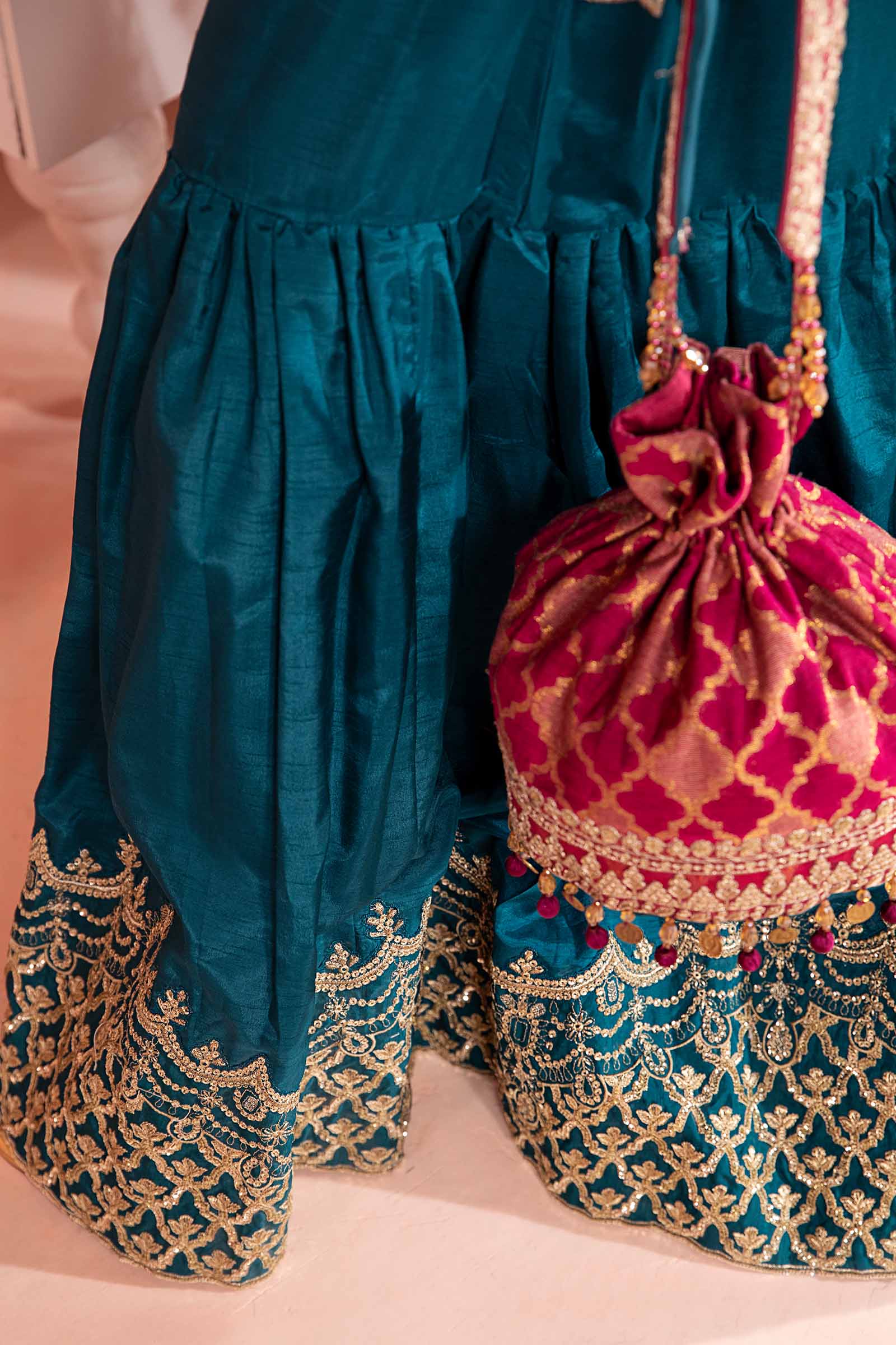 3 Piece Embroidered Bamber Raw Silk Suit - Image 4