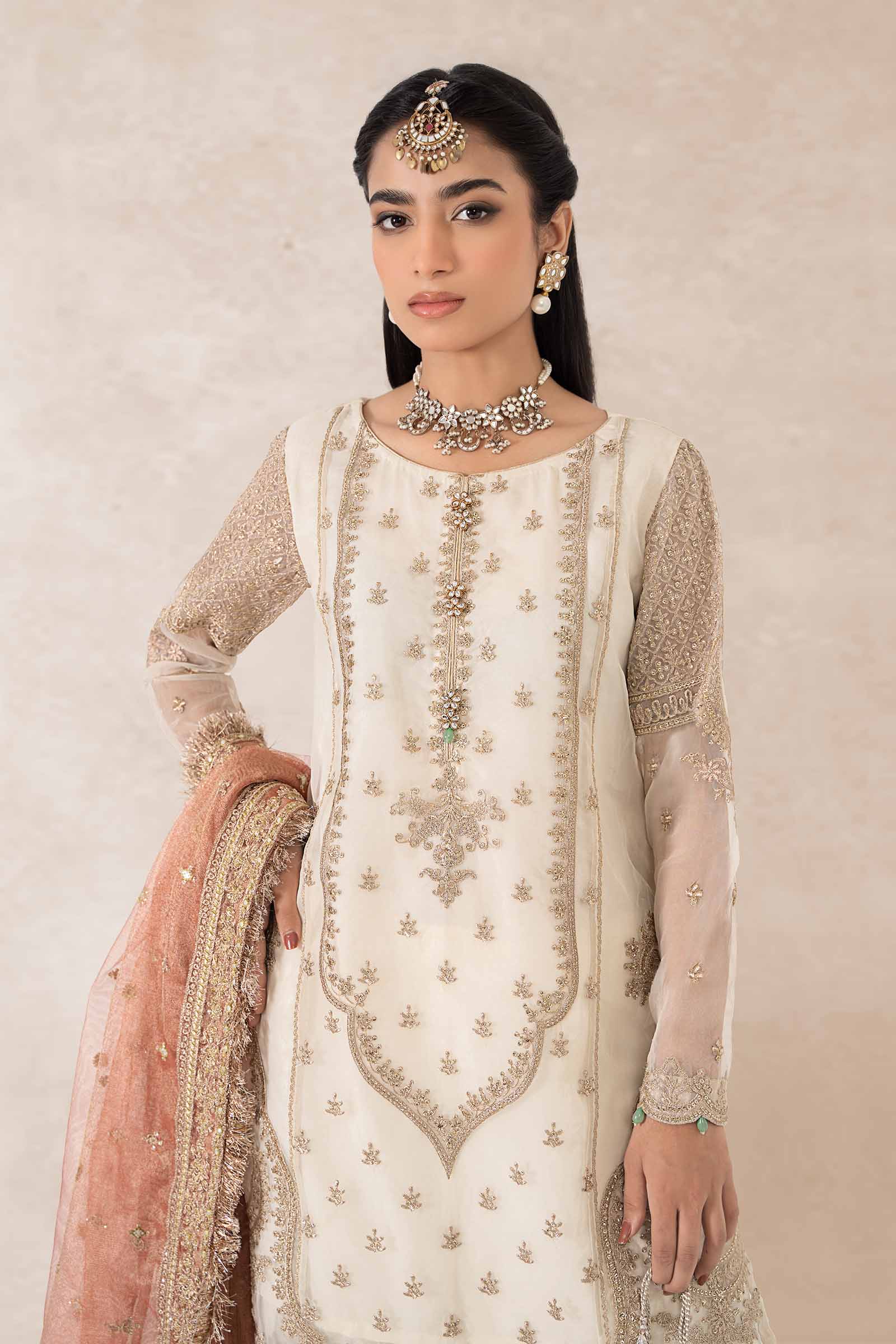 3 Piece Embroidered Bamber Raw Silk Suit - Image 2
