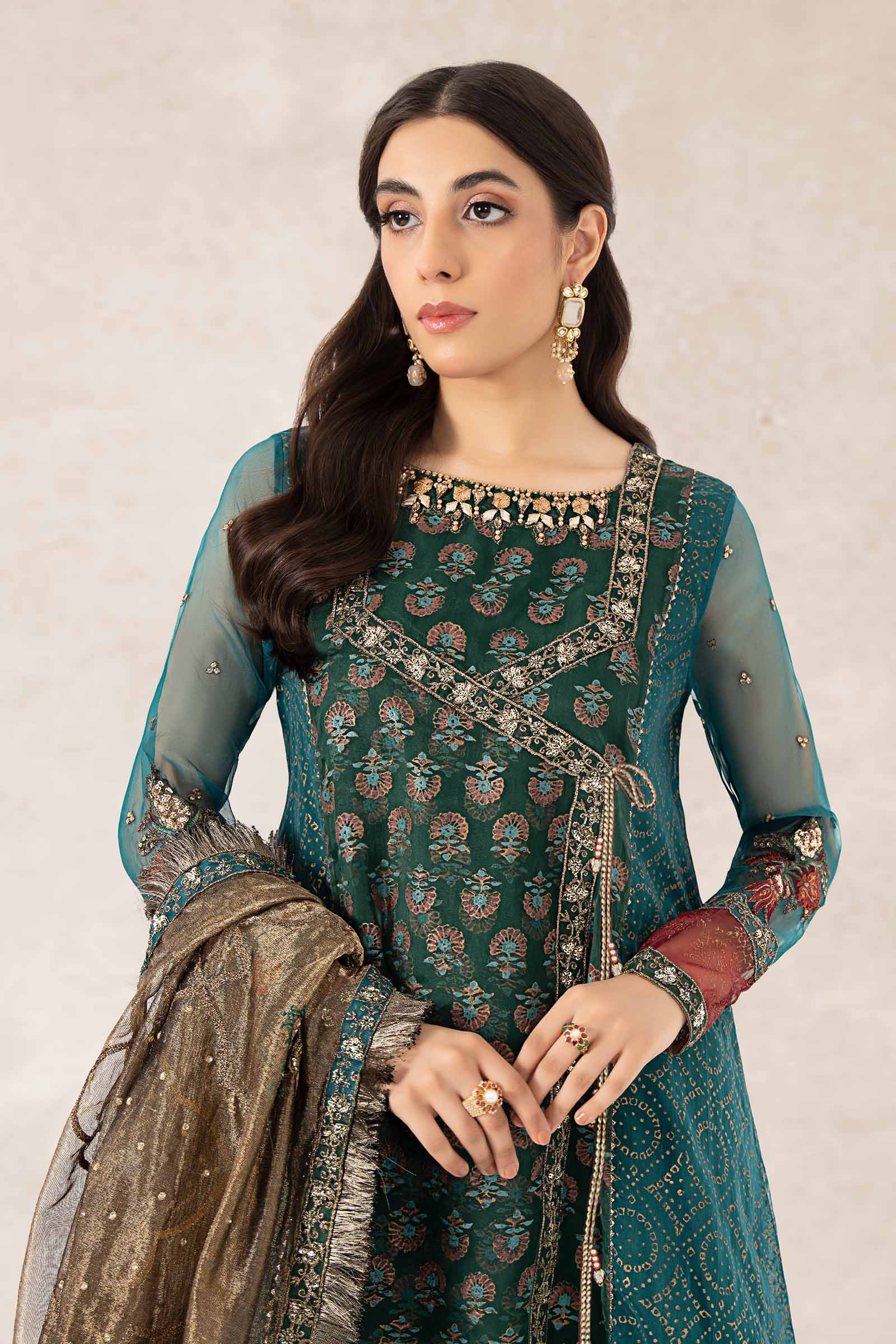 3 Piece Printed Organza Suit - Image 2