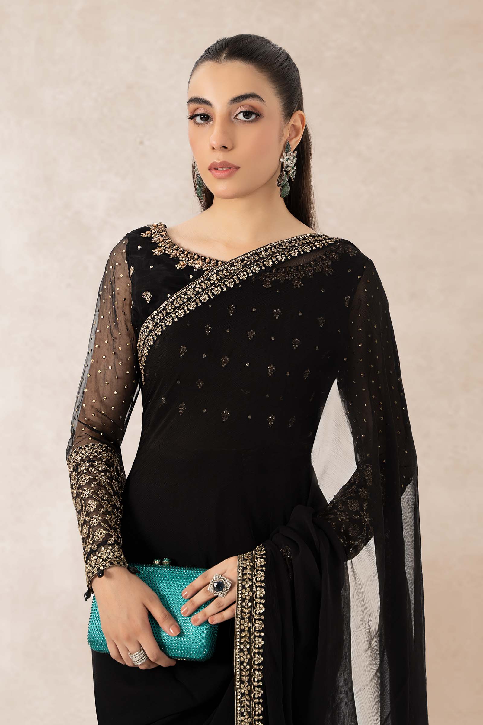 Embroidered Organza Saree - Image 2