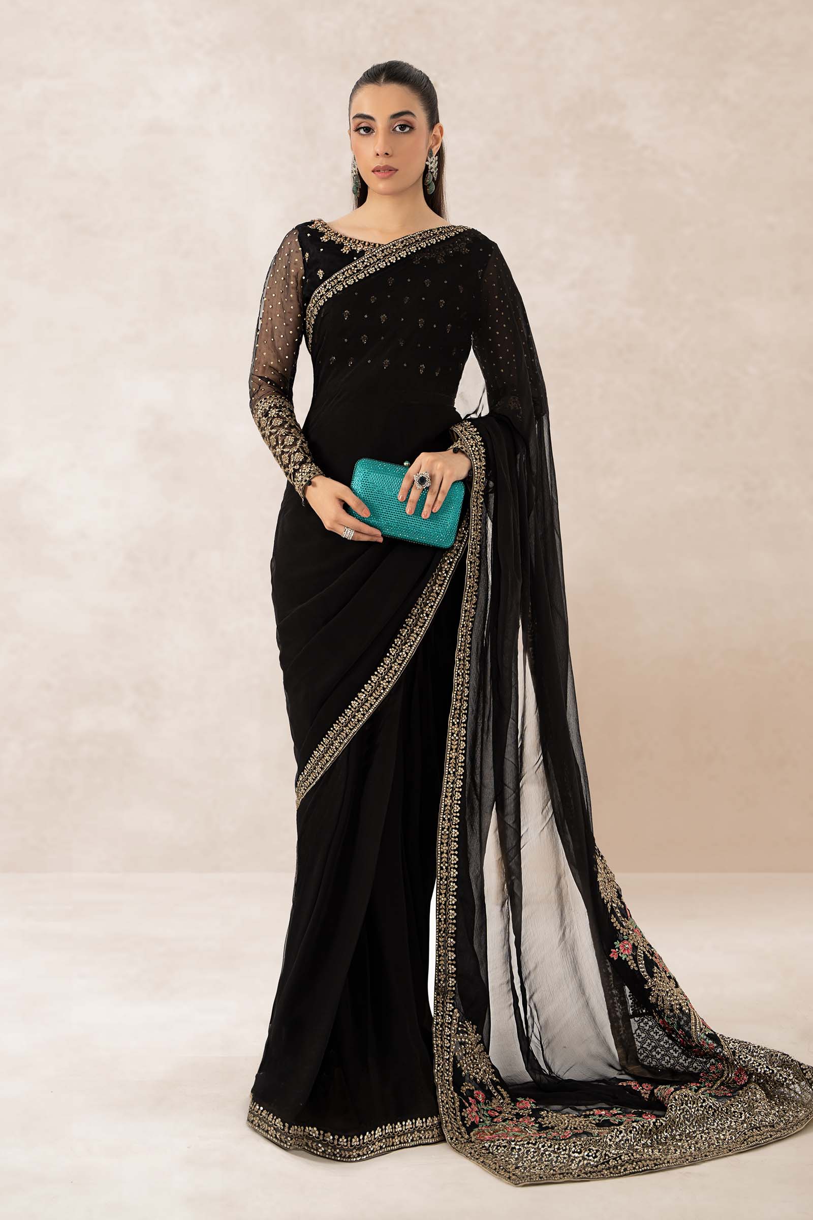 Embroidered Organza Saree - Image 5