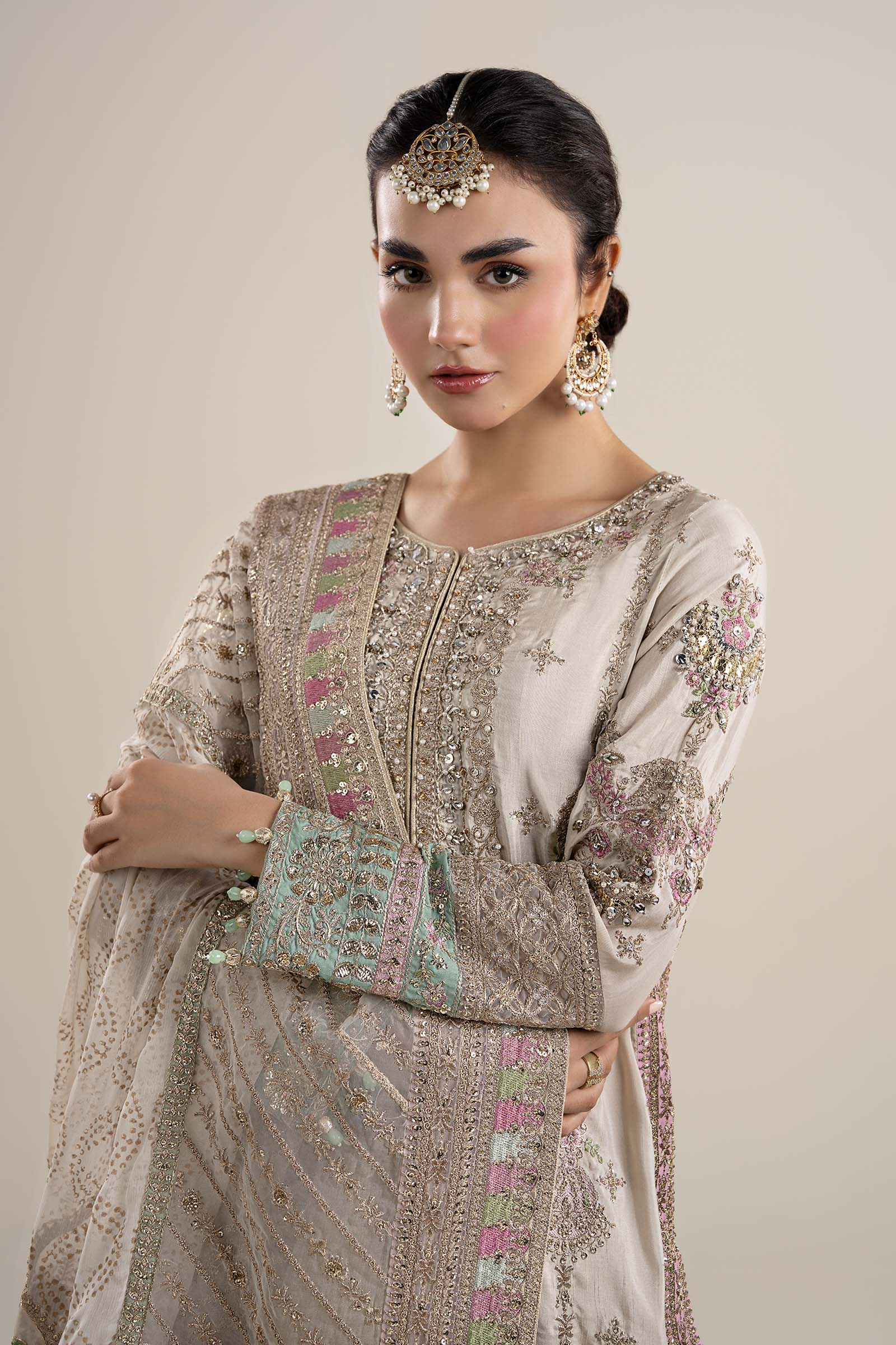 3 Piece Embroidered Bamber Raw Silk Suit - Image 2