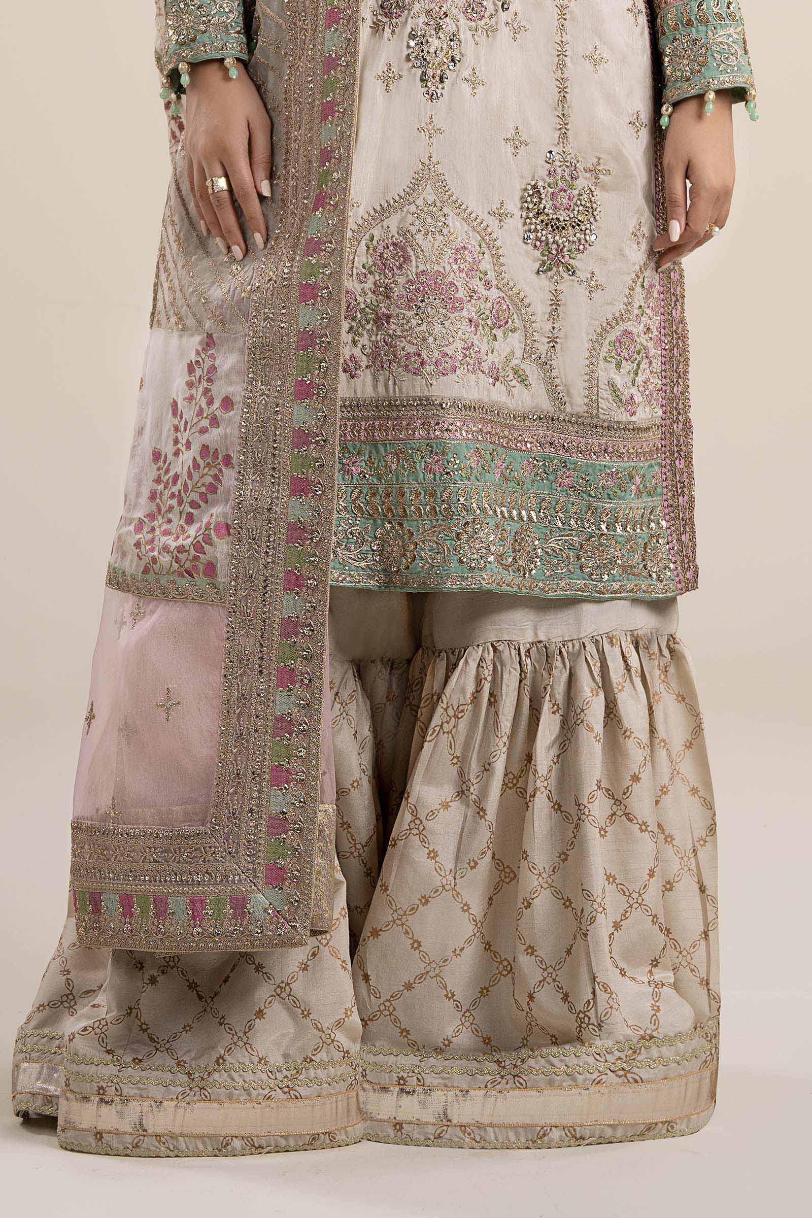 3 Piece Embroidered Bamber Raw Silk Suit - Image 4