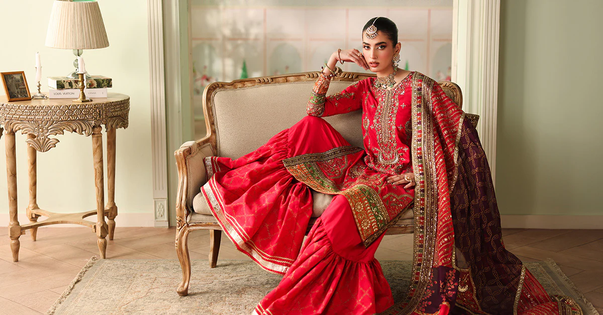 3 Piece Embroidered Bamber Raw Silk Suit - Image 6