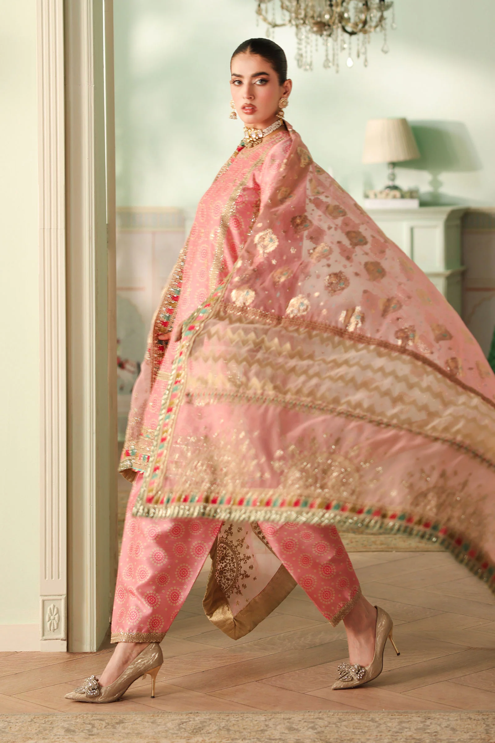 3 Piece Embroidered Raw Silk Suit - Image 6