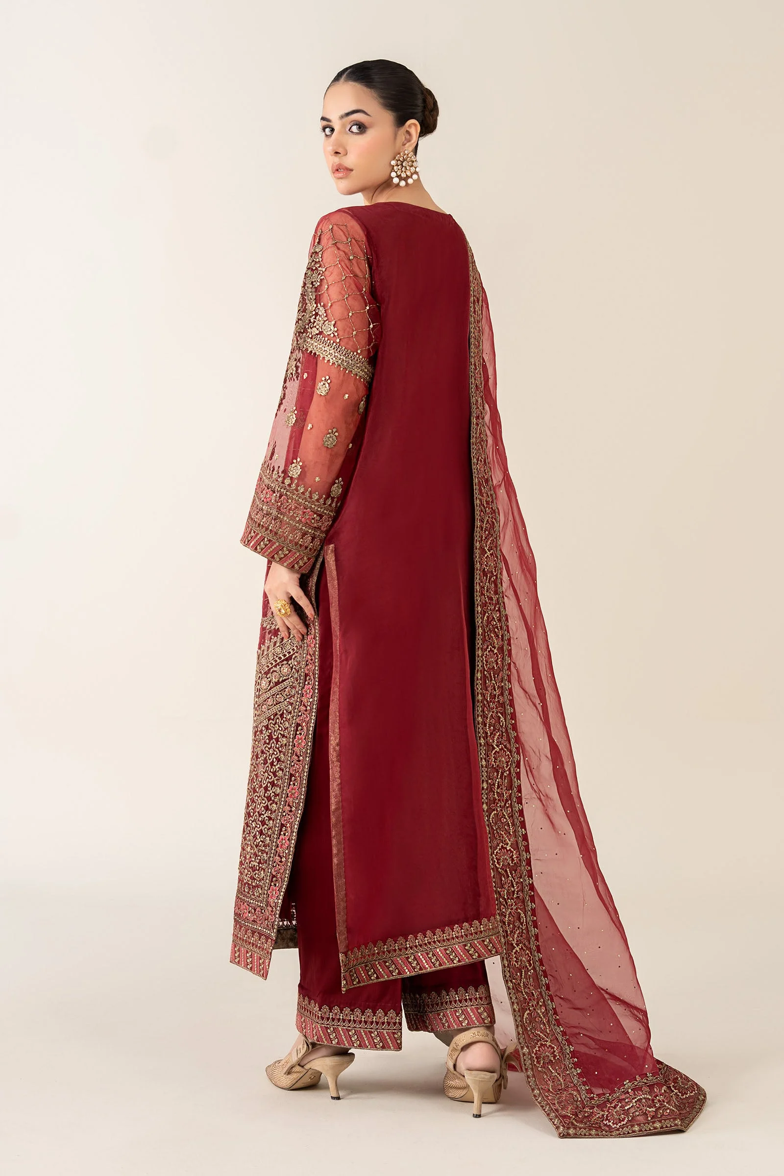 3 Piece Embroidered Organza Suit - Image 2