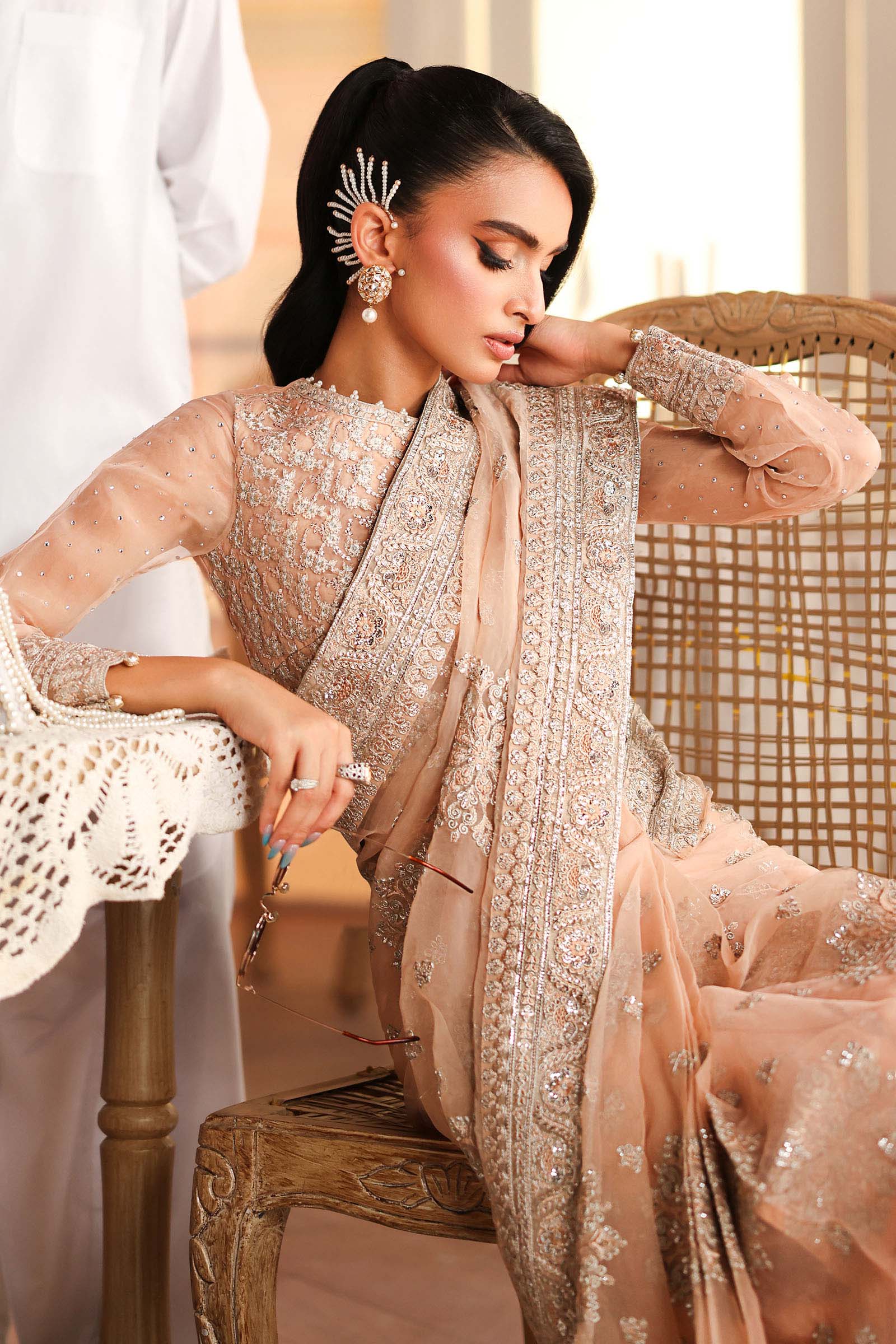 Embroidered Organza Saree - Image 3