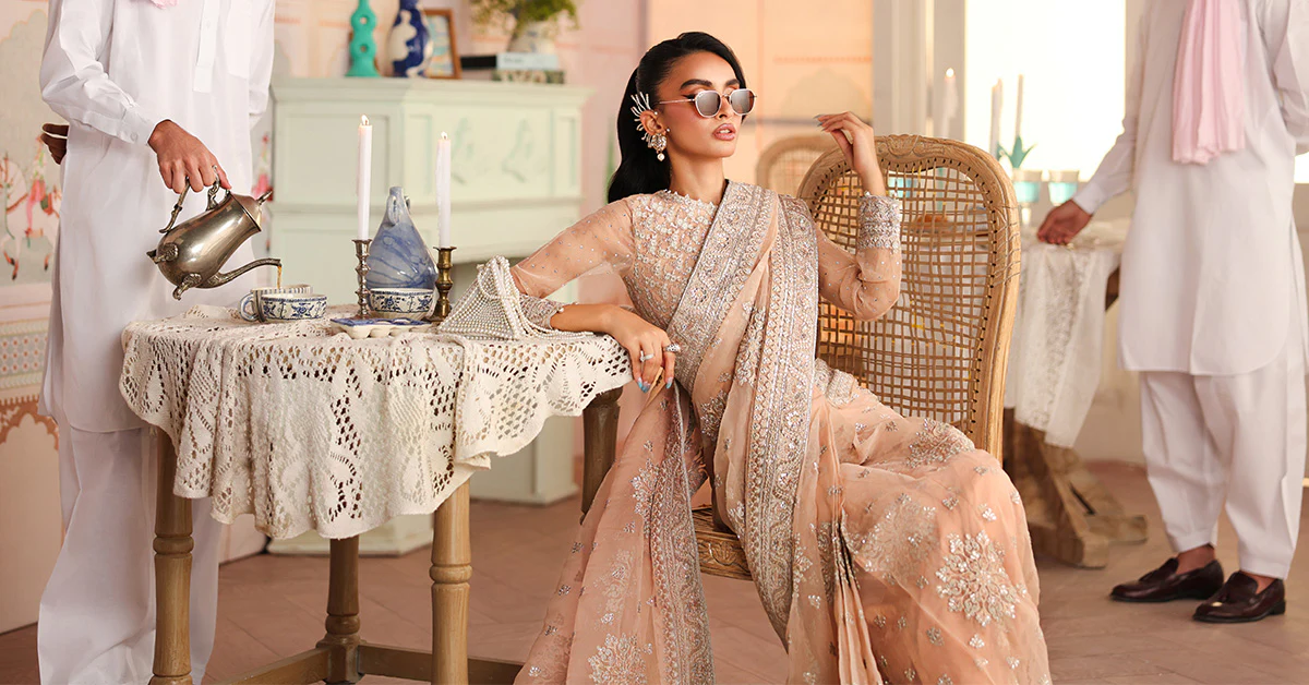 Embroidered Organza Saree - Image 6