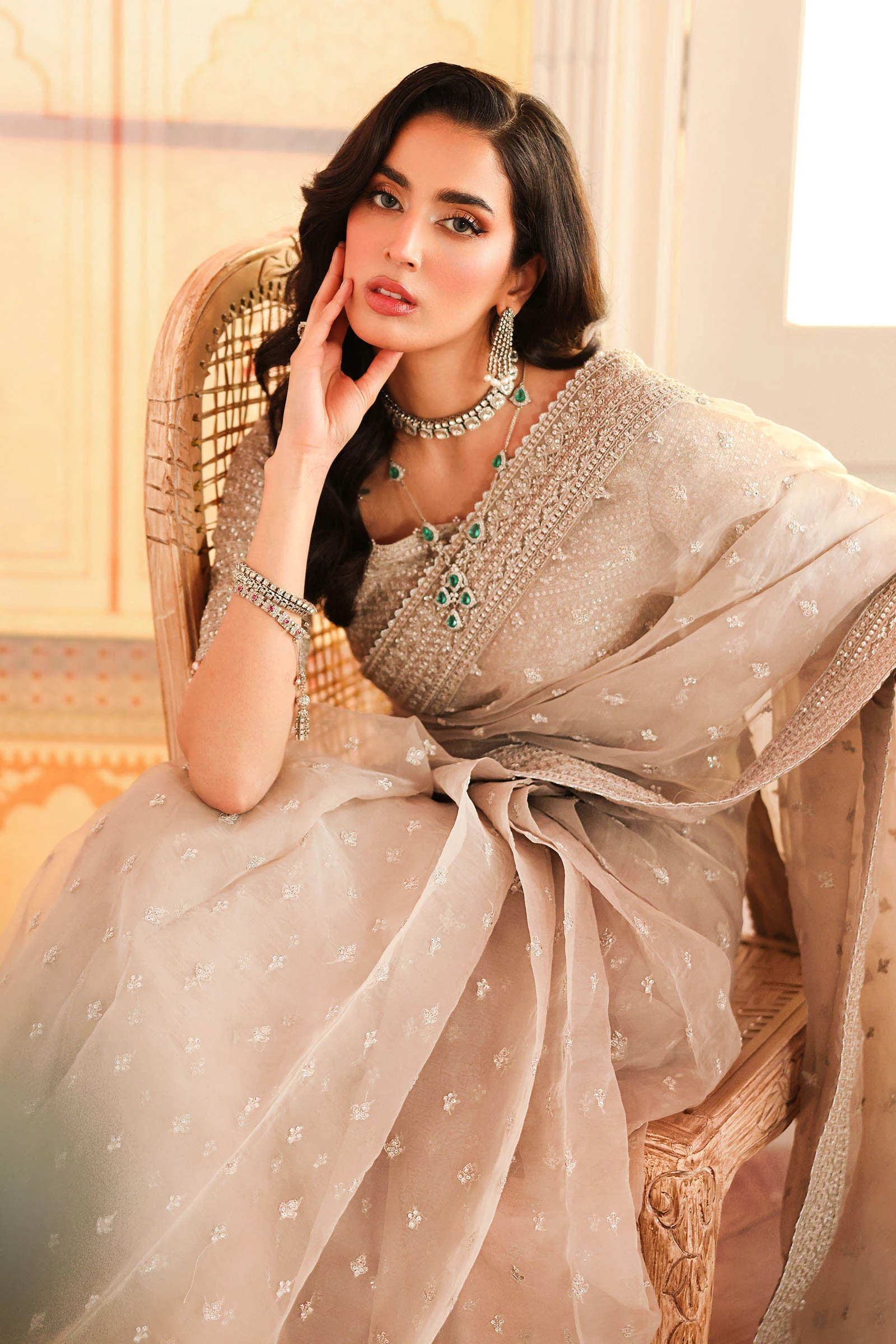 Embroidered Raw Silk Saree - Image 3