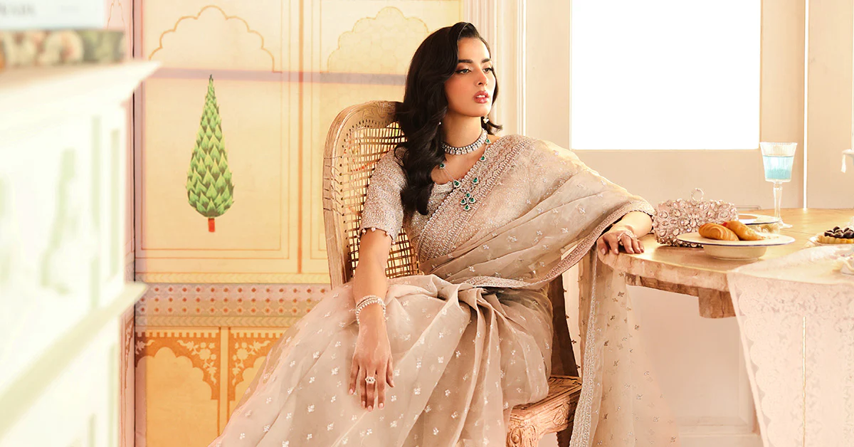 Embroidered Raw Silk Saree - Image 7