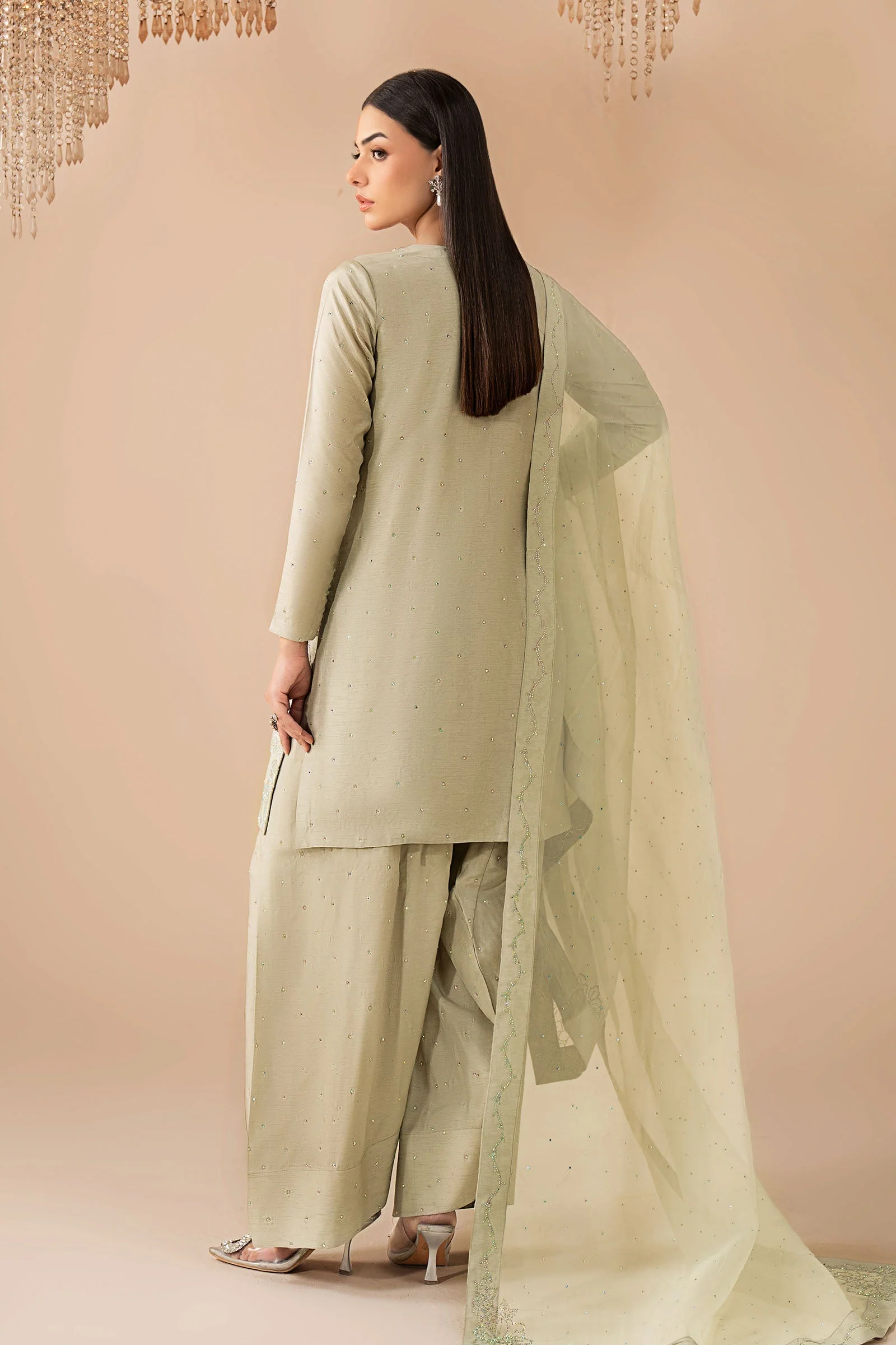 3 Piece Embellished Raw Silk Suit - Image 7