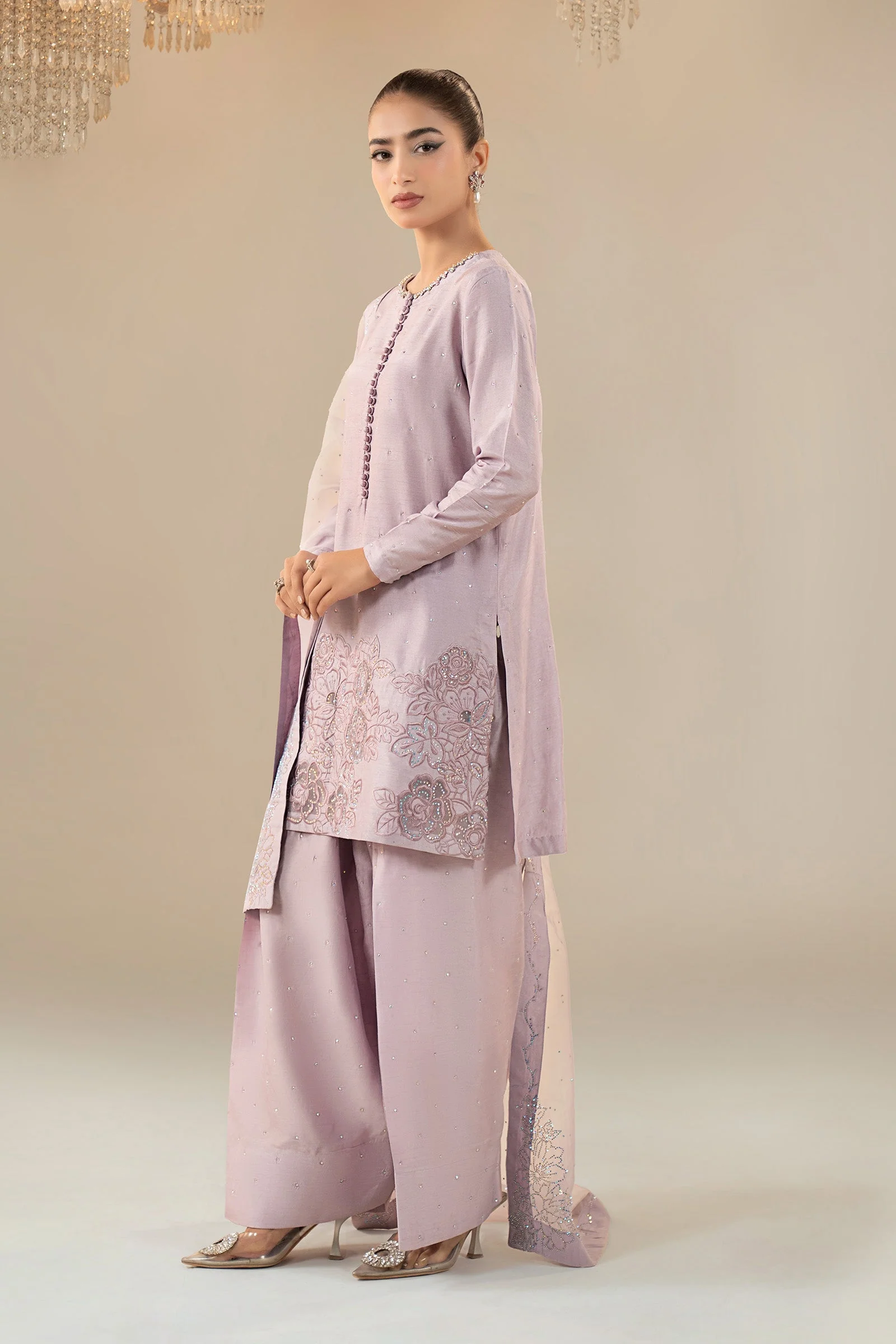 3 Piece Embellished Raw Silk Suit - Image 5