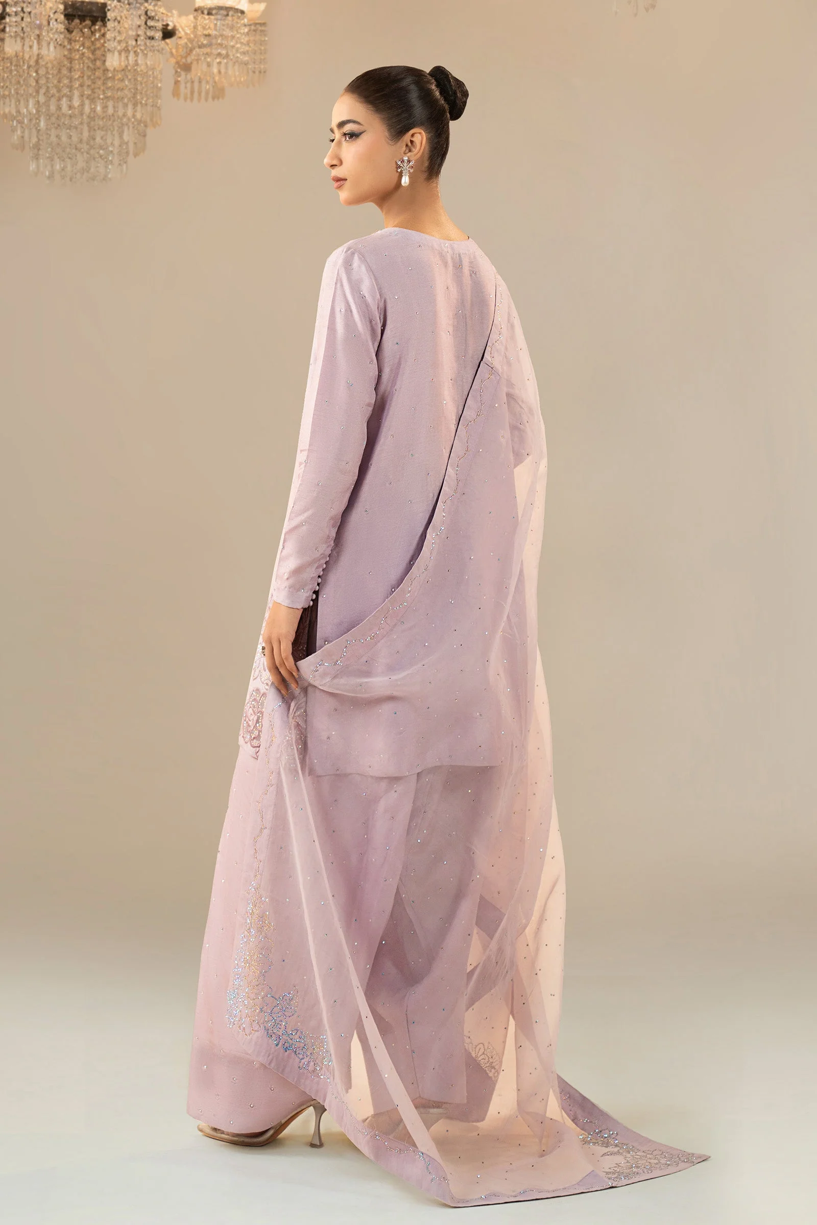 3 Piece Embellished Raw Silk Suit - Image 6