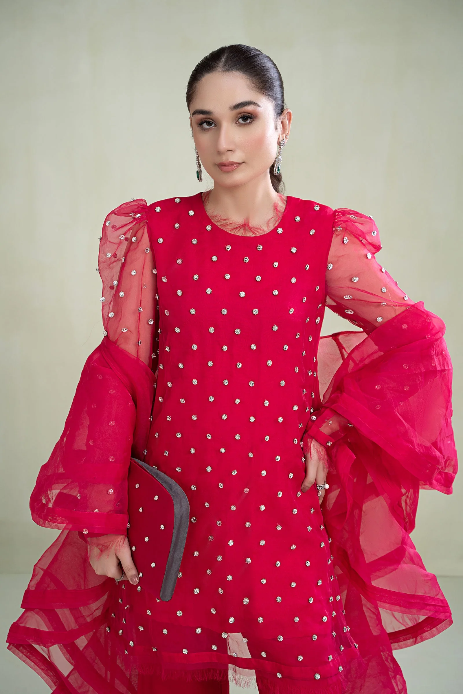 3 Piece Dyed Organza Suit - Image 2