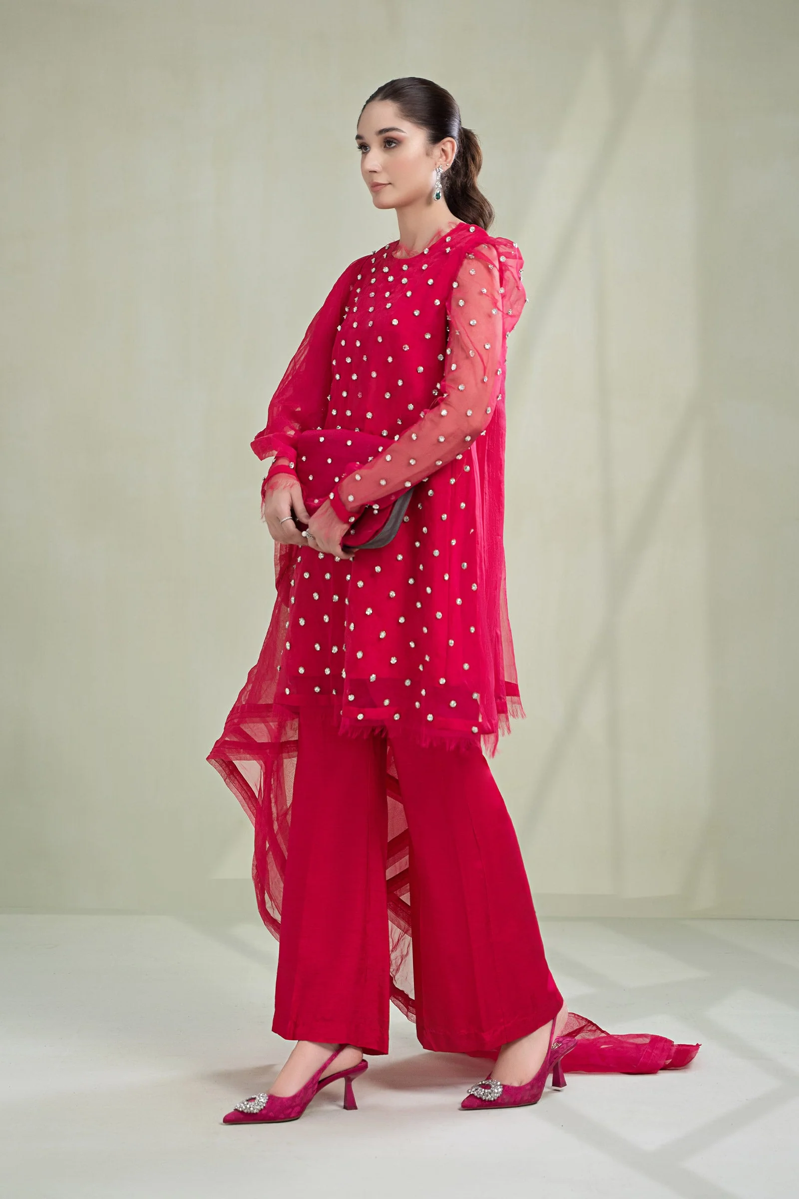3 Piece Dyed Organza Suit - Image 4