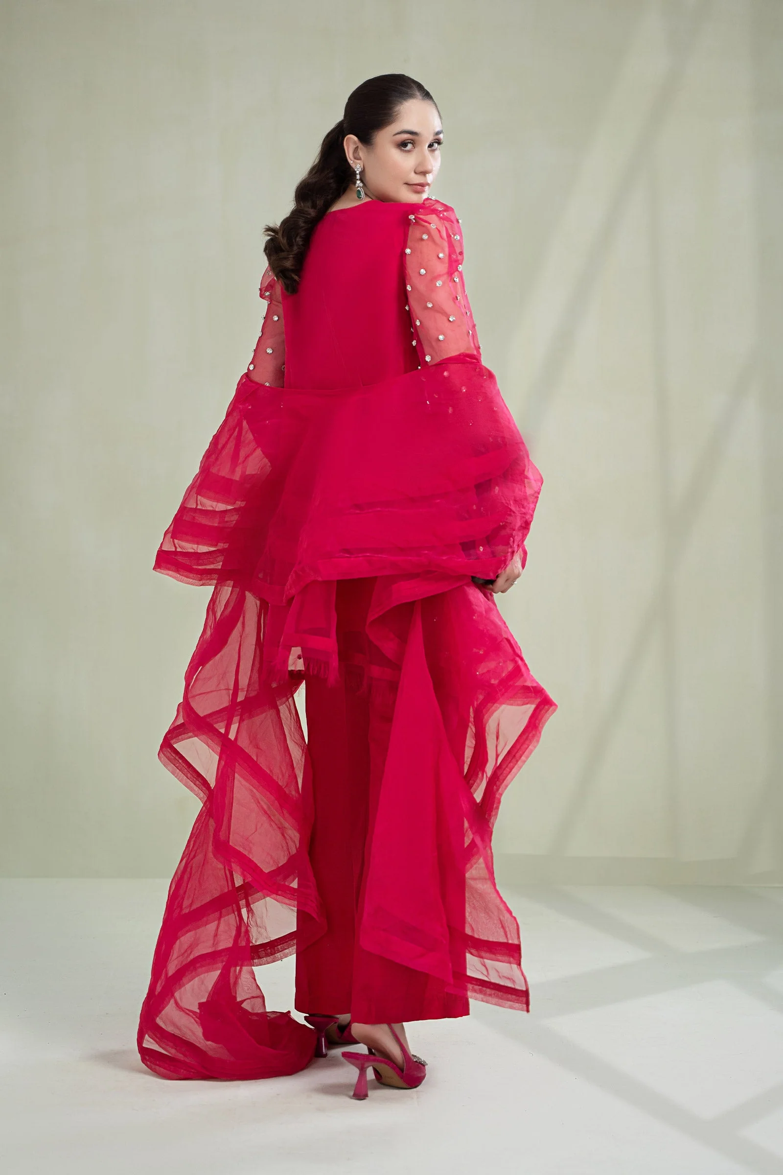 3 Piece Dyed Organza Suit - Image 5