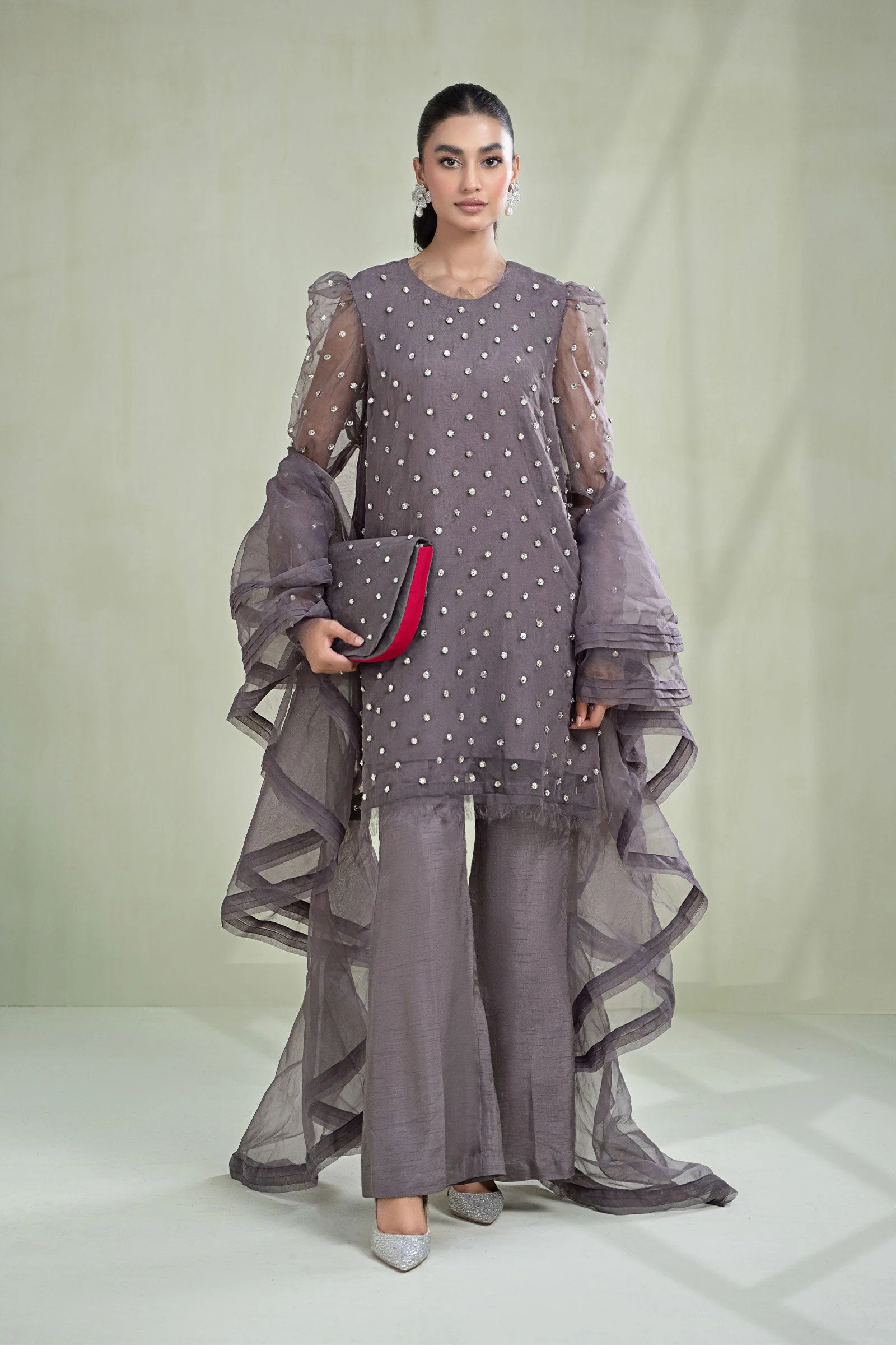 3 Piece Dyed Organza Suit