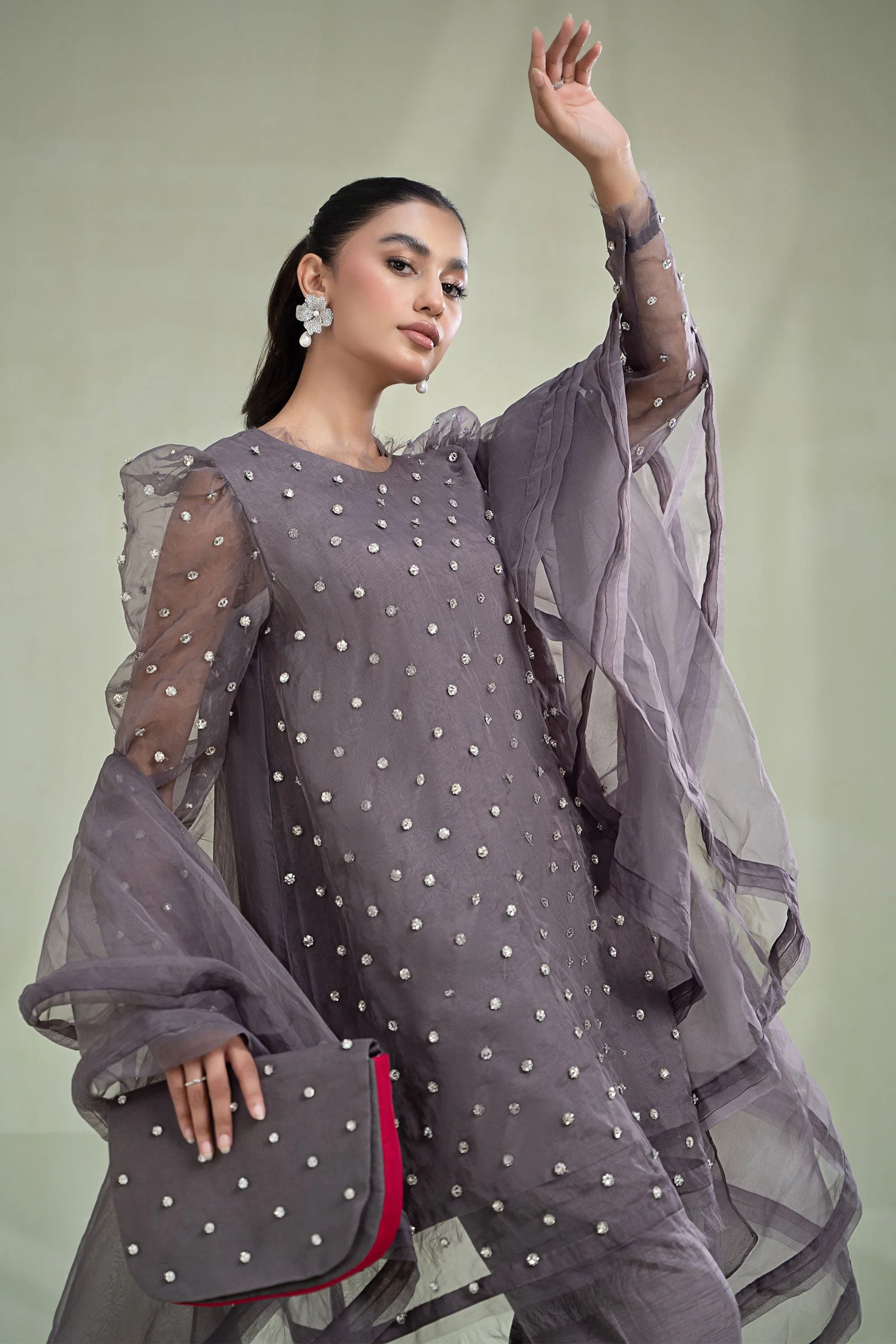 3 Piece Dyed Organza Suit - Image 2