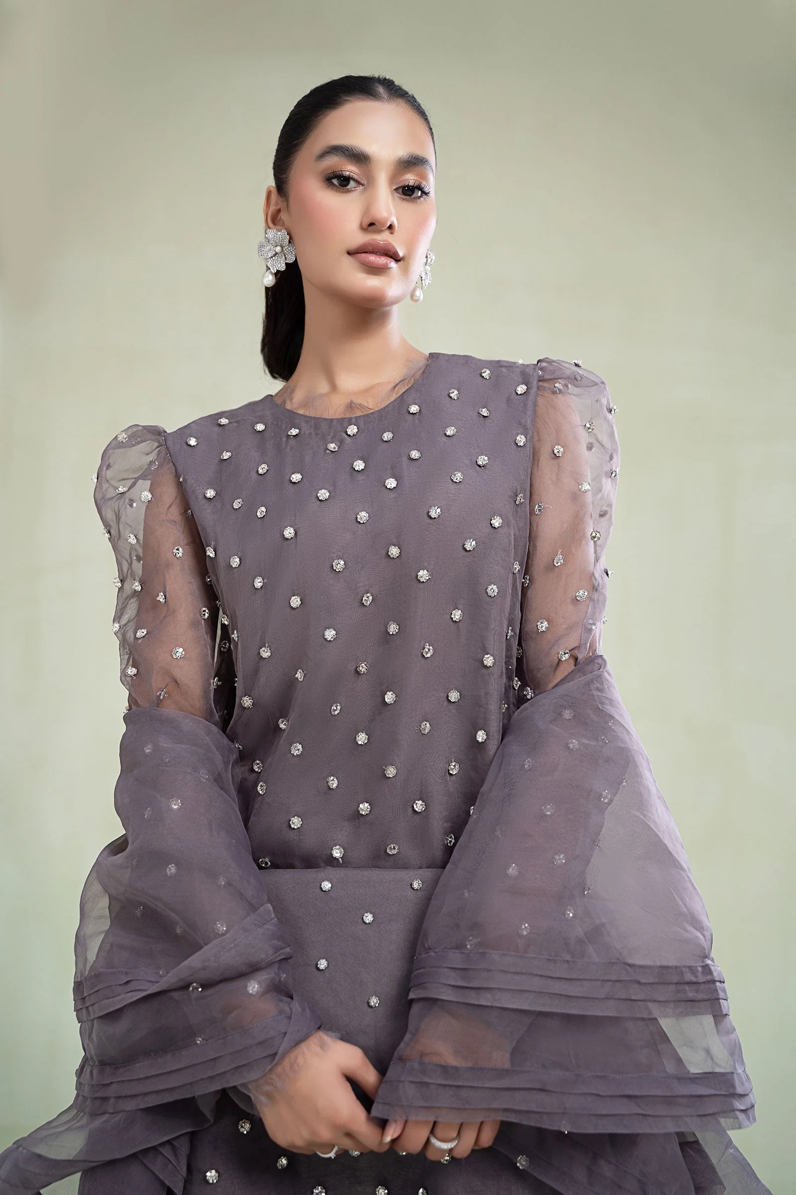 3 Piece Dyed Organza Suit - Image 3