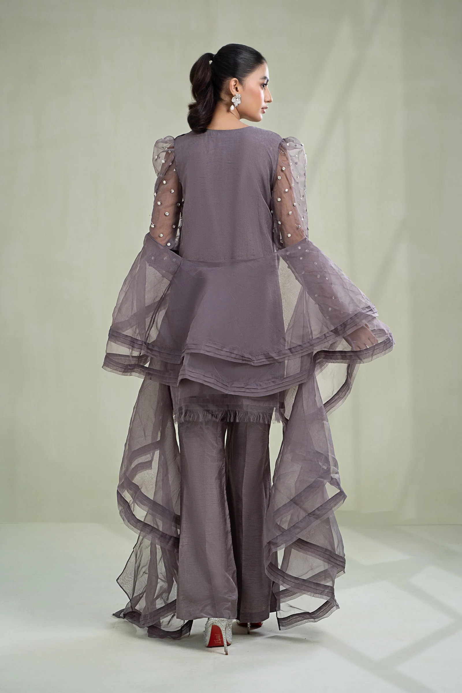 3 Piece Dyed Organza Suit - Image 5