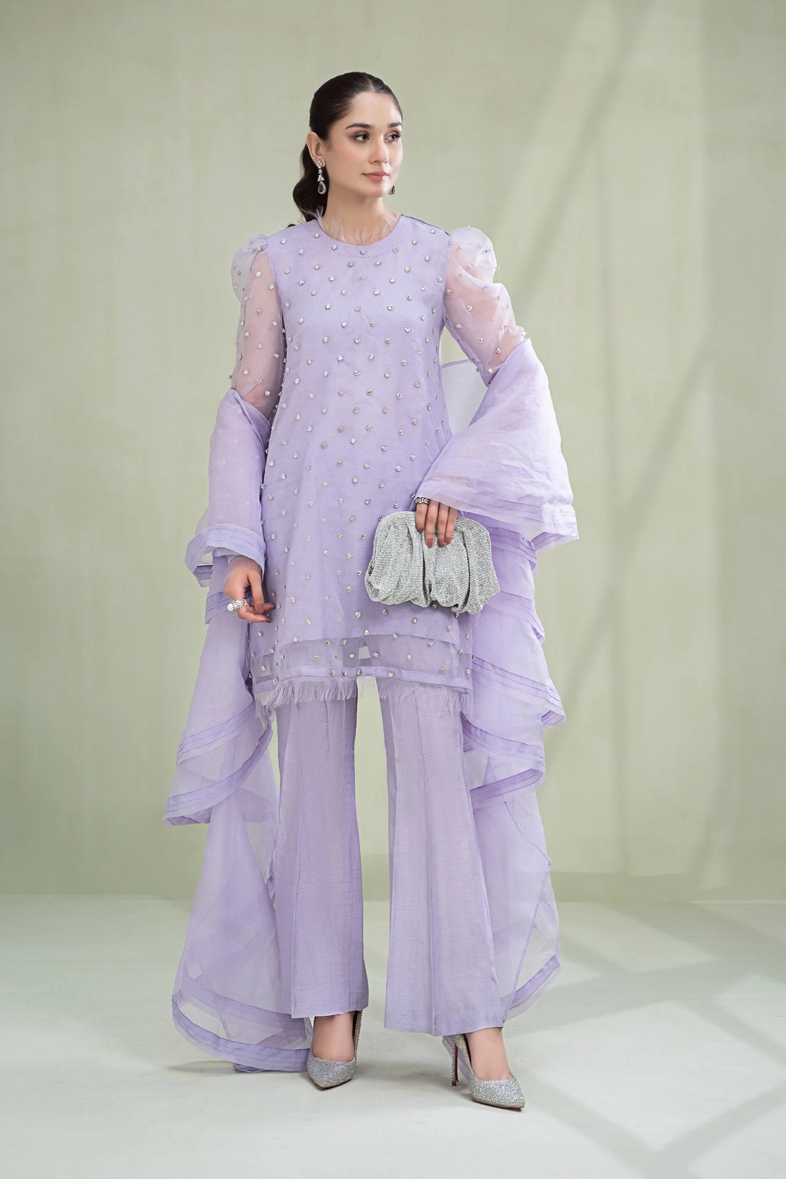 3 Piece Dyed Organza Suit