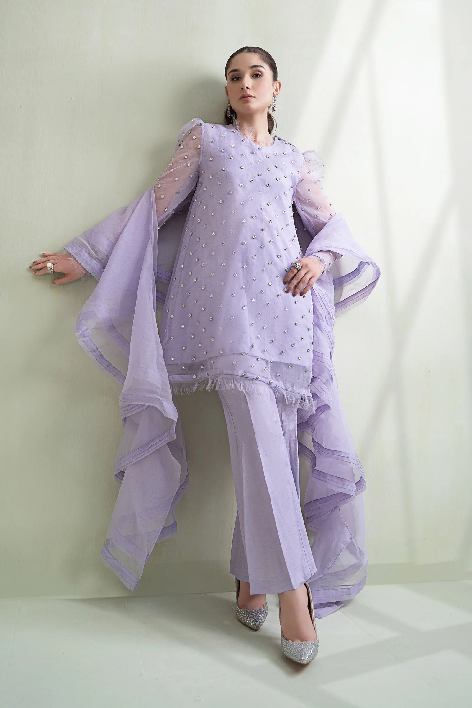 3 Piece Dyed Organza Suit - Image 3