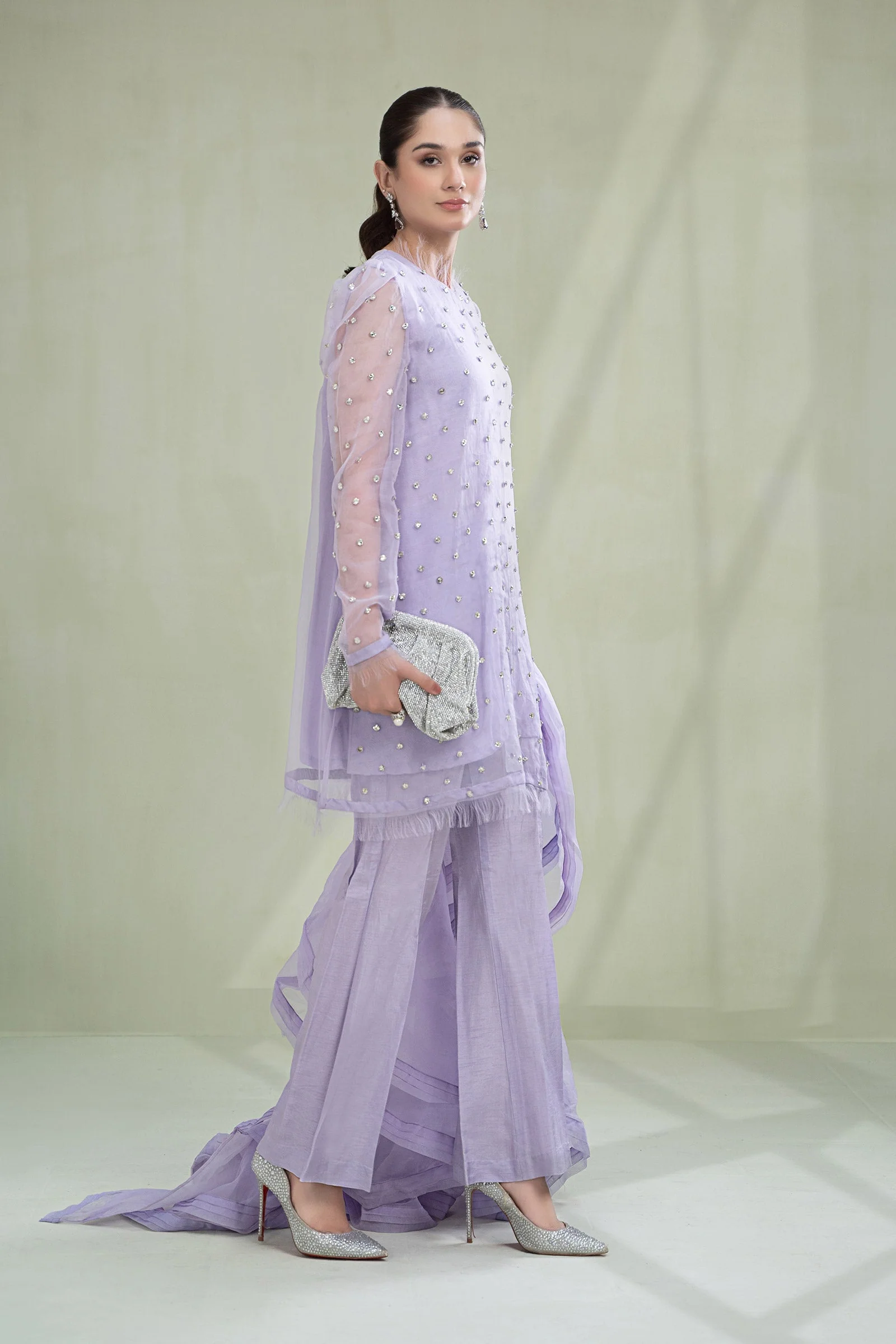 3 Piece Dyed Organza Suit - Image 4