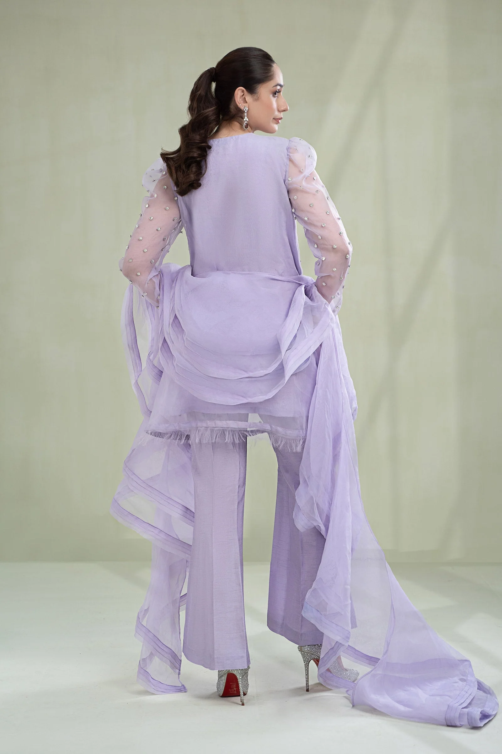 3 Piece Dyed Organza Suit - Image 5