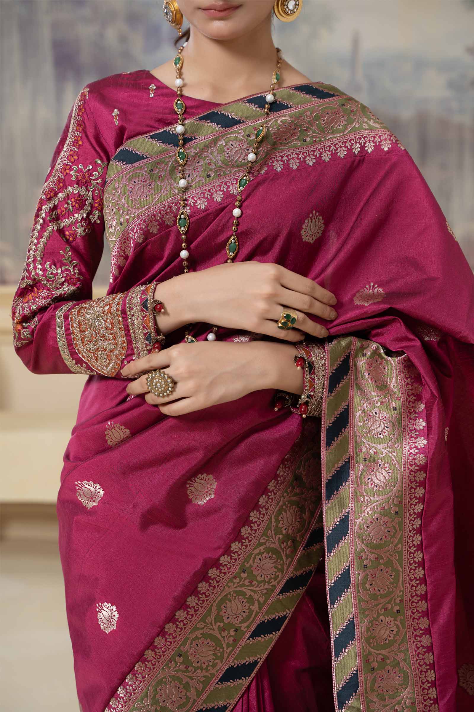 Saree Fusion Pink SF-W23-57 - Image 2