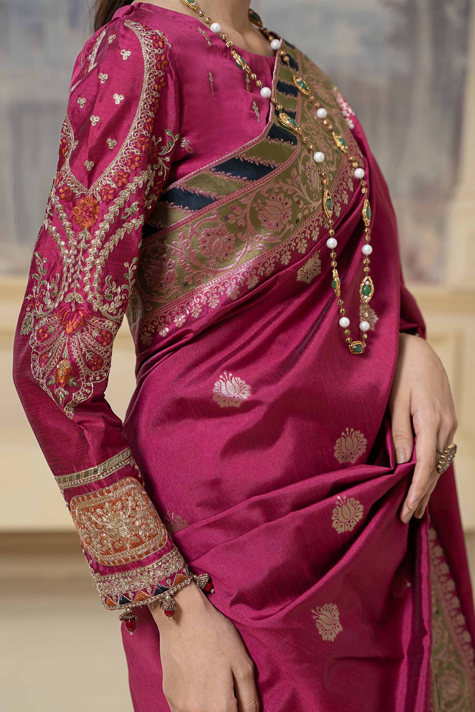 Saree Fusion Pink SF-W23-57 - Image 3