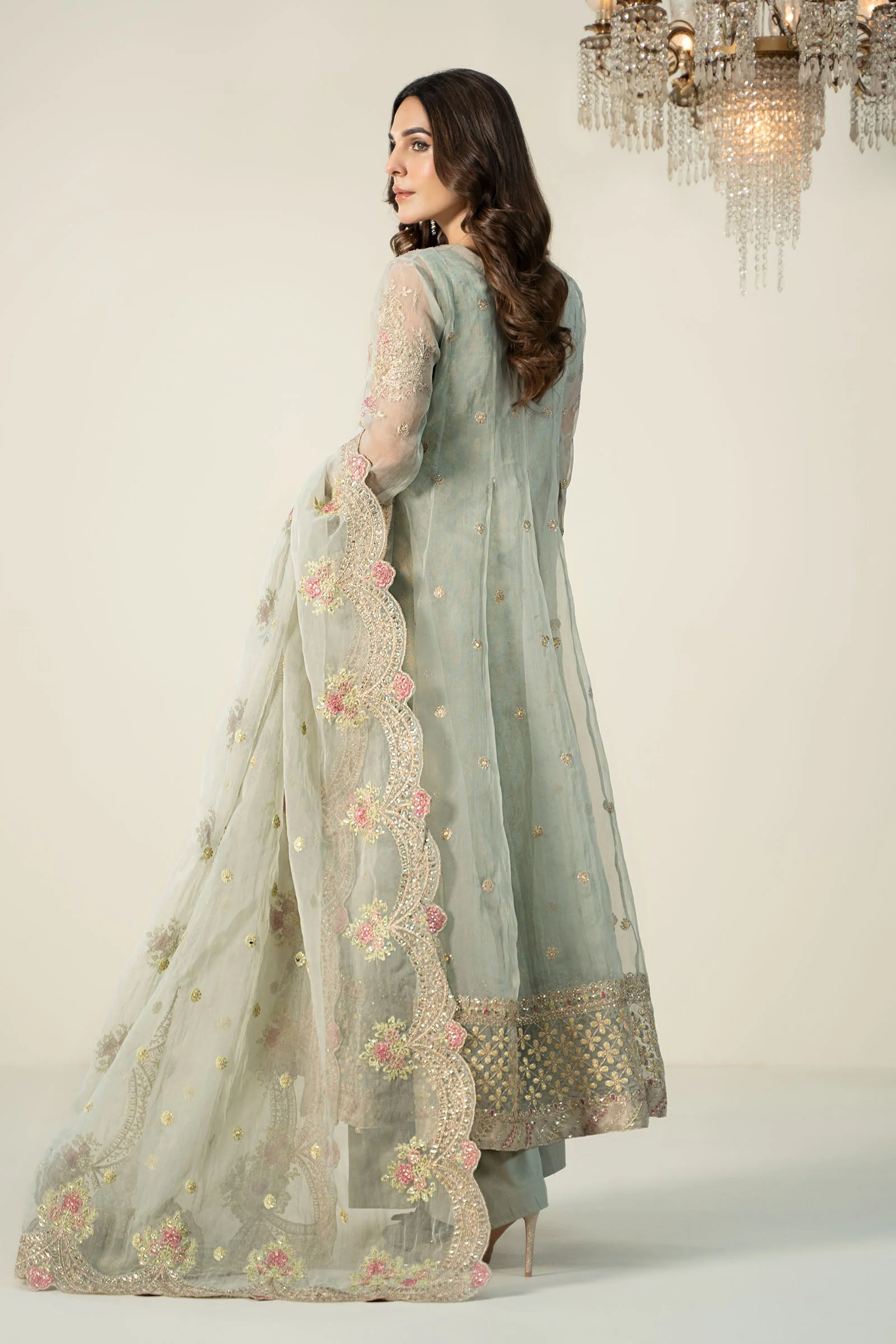3 Piece Embroidered Organza Suit - Image 5