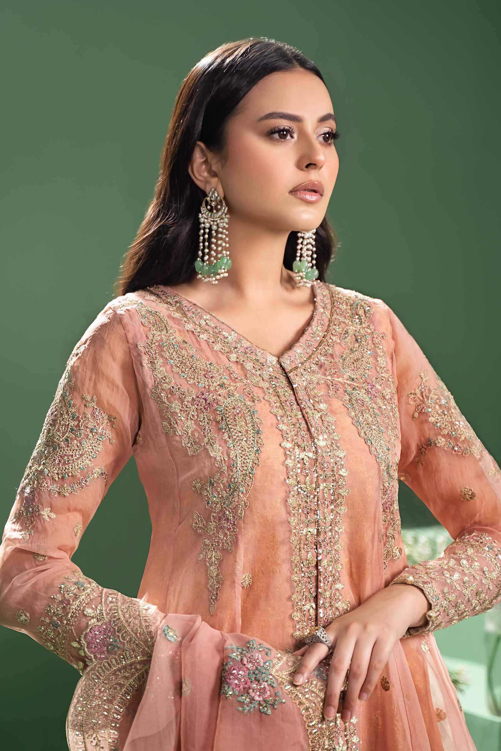 3 Piece Embroidered Organza Suit - Image 2