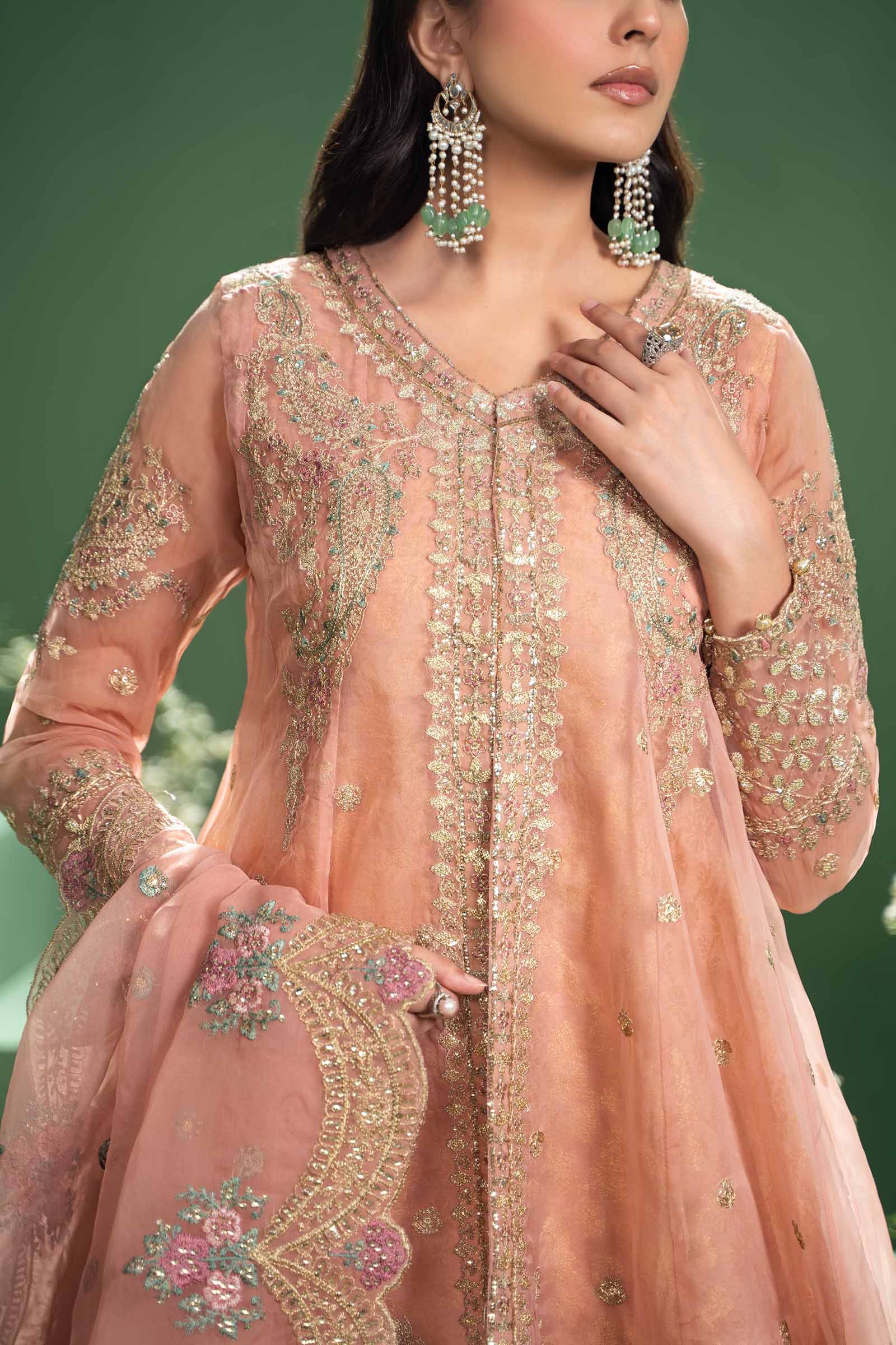 3 Piece Embroidered Organza Suit - Image 3