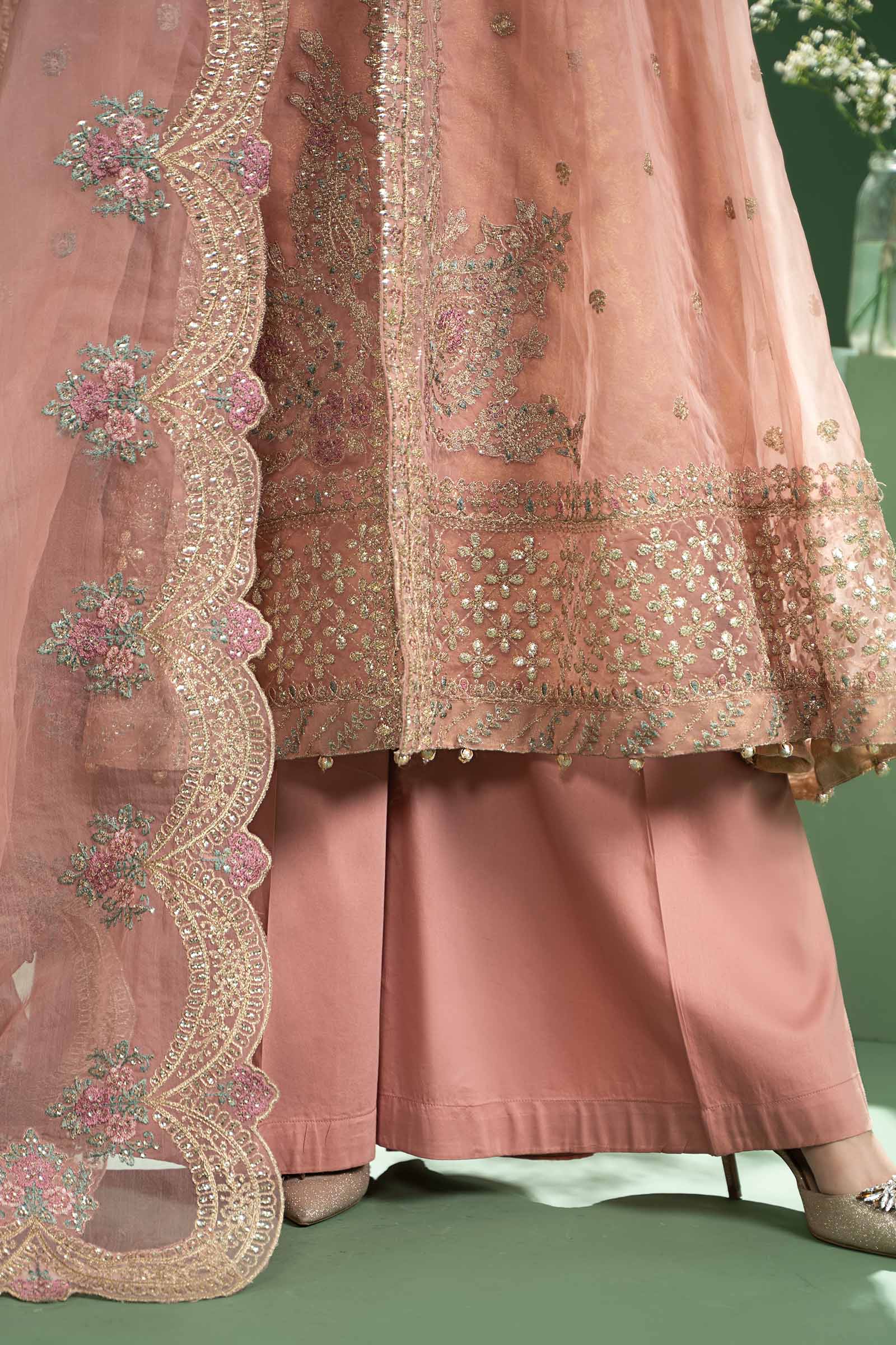 3 Piece Embroidered Organza Suit - Image 4