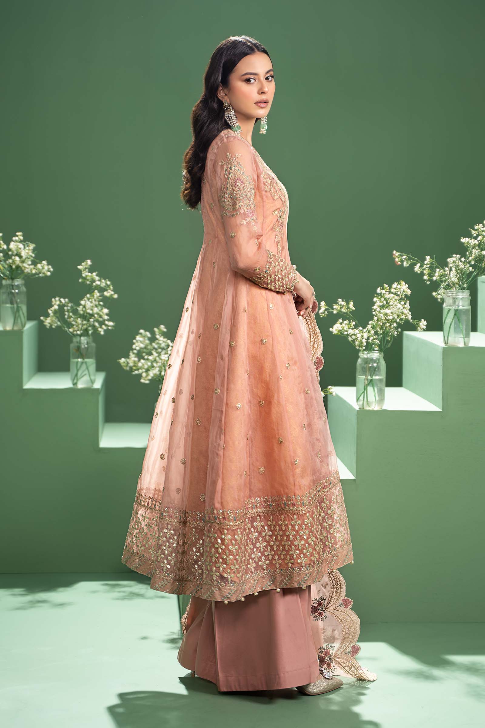 3 Piece Embroidered Organza Suit - Image 5
