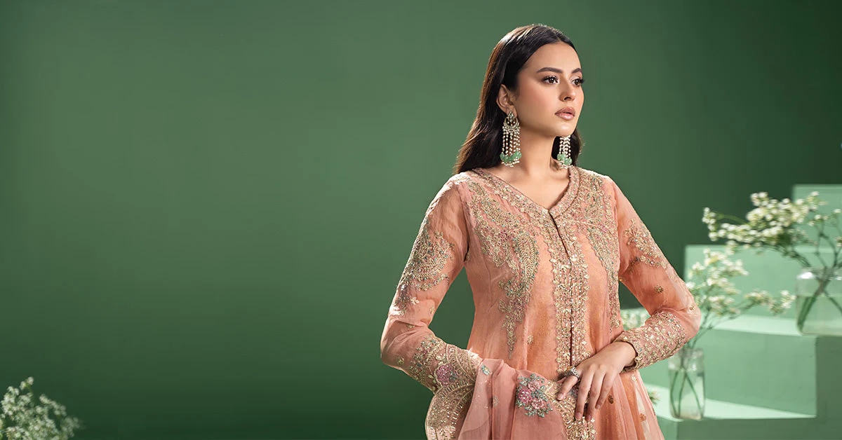 3 Piece Embroidered Organza Suit - Image 7