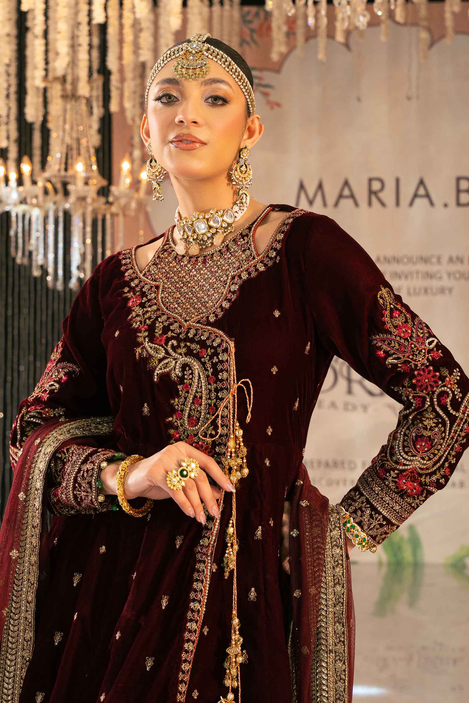 3 Piece Embroidered Velvet Suit - Image 2