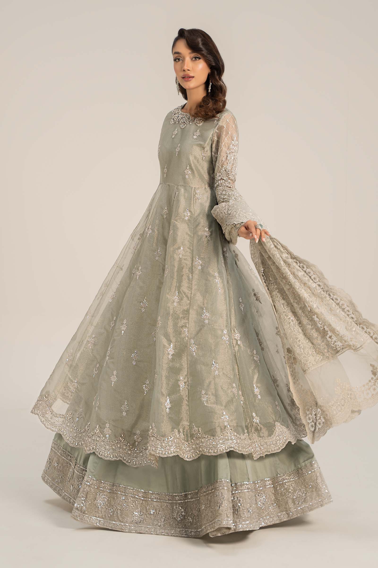 3 Piece Embroidered Tissue Suit - Image 4