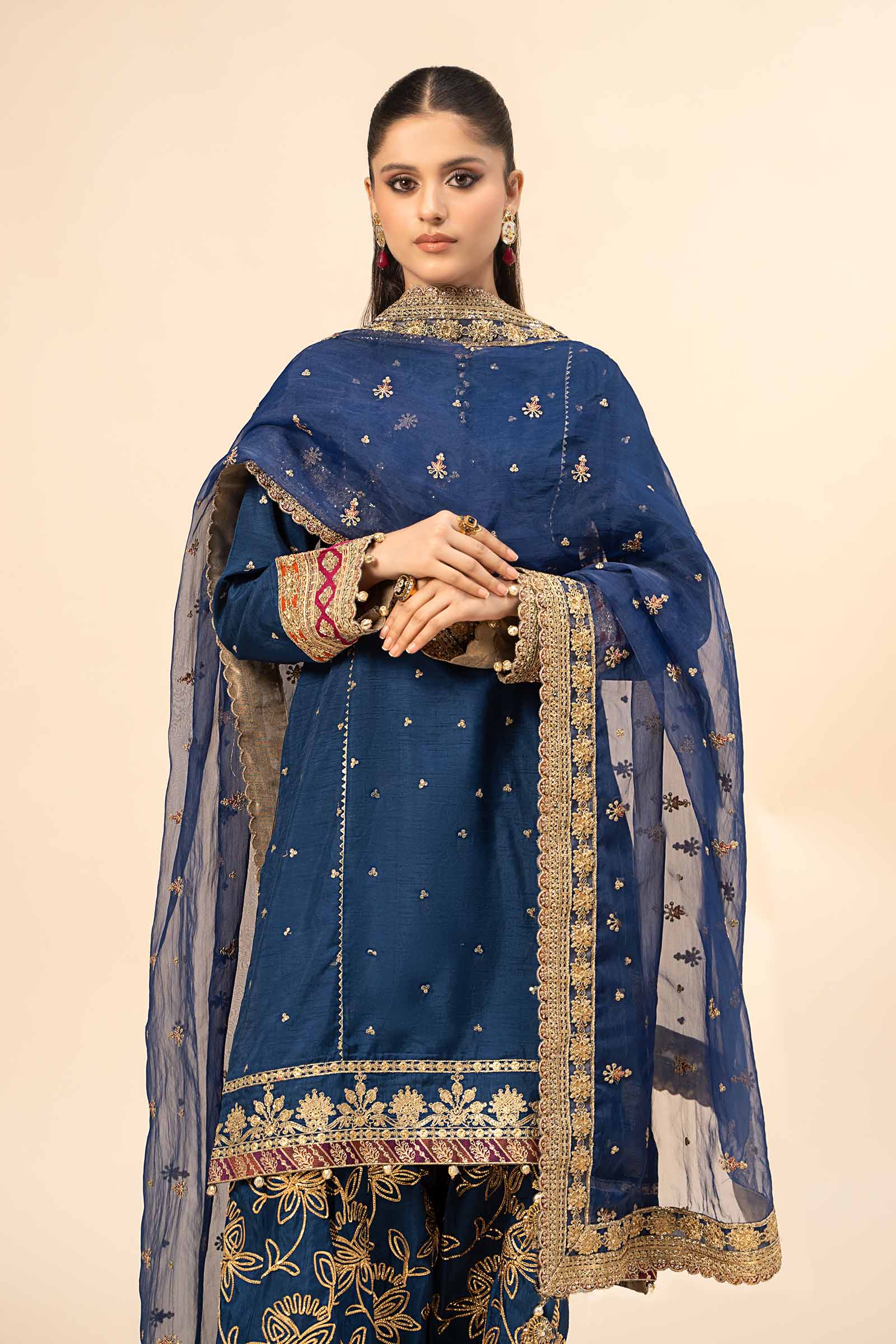 3 Piece Embroidered Raw Silk Suit - Image 10