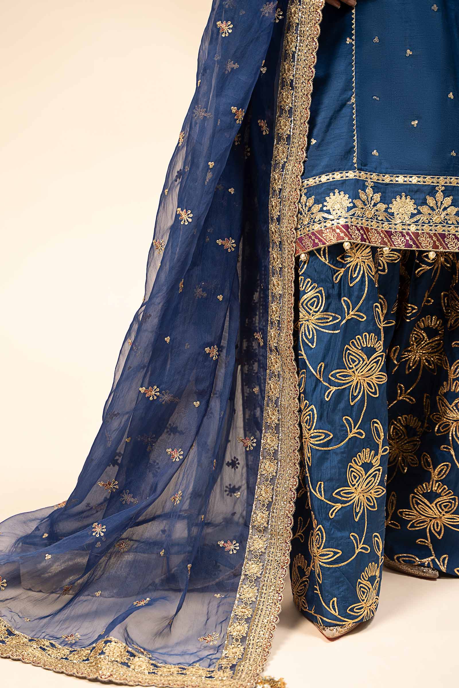 3 Piece Embroidered Raw Silk Suit - Image 12