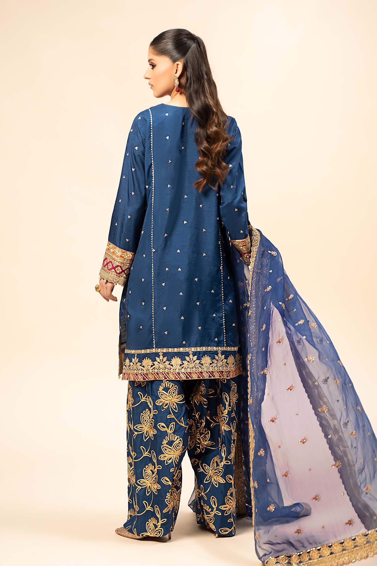 3 Piece Embroidered Raw Silk Suit - Image 13