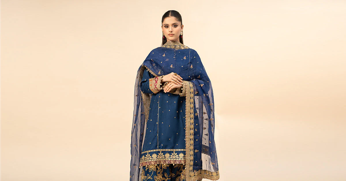3 Piece Embroidered Raw Silk Suit - Image 15