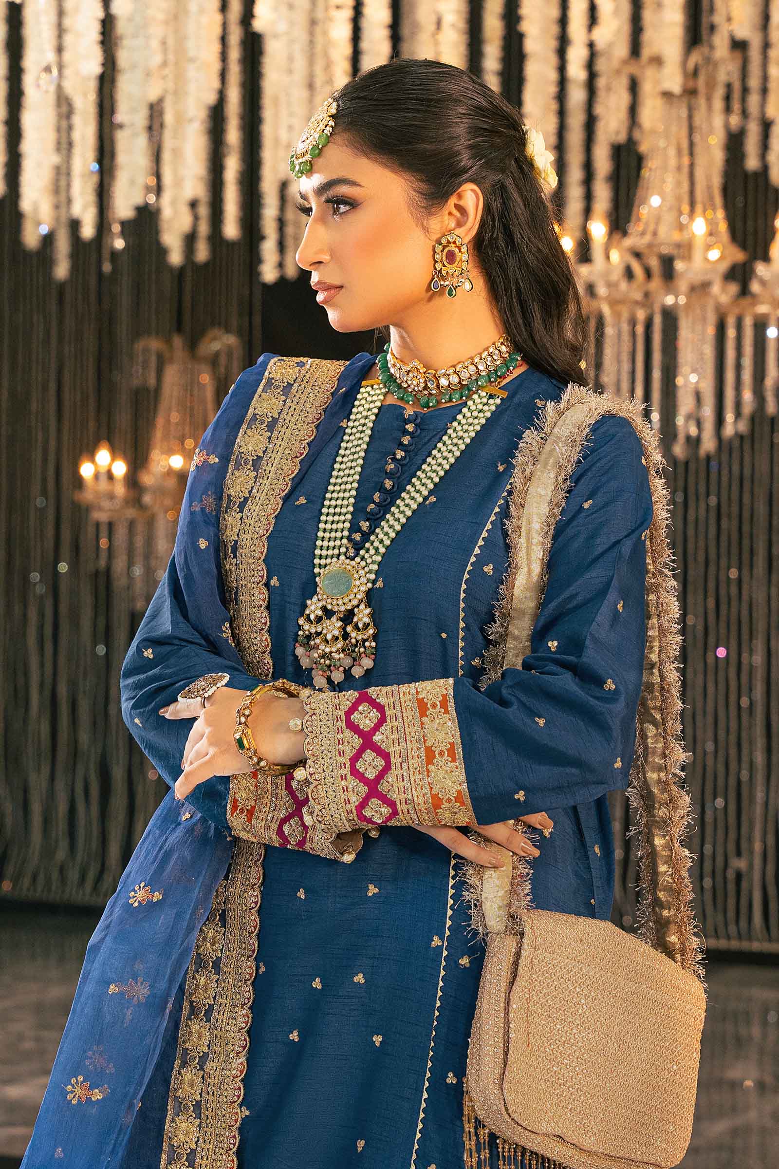 3 Piece Embroidered Raw Silk Suit - Image 3