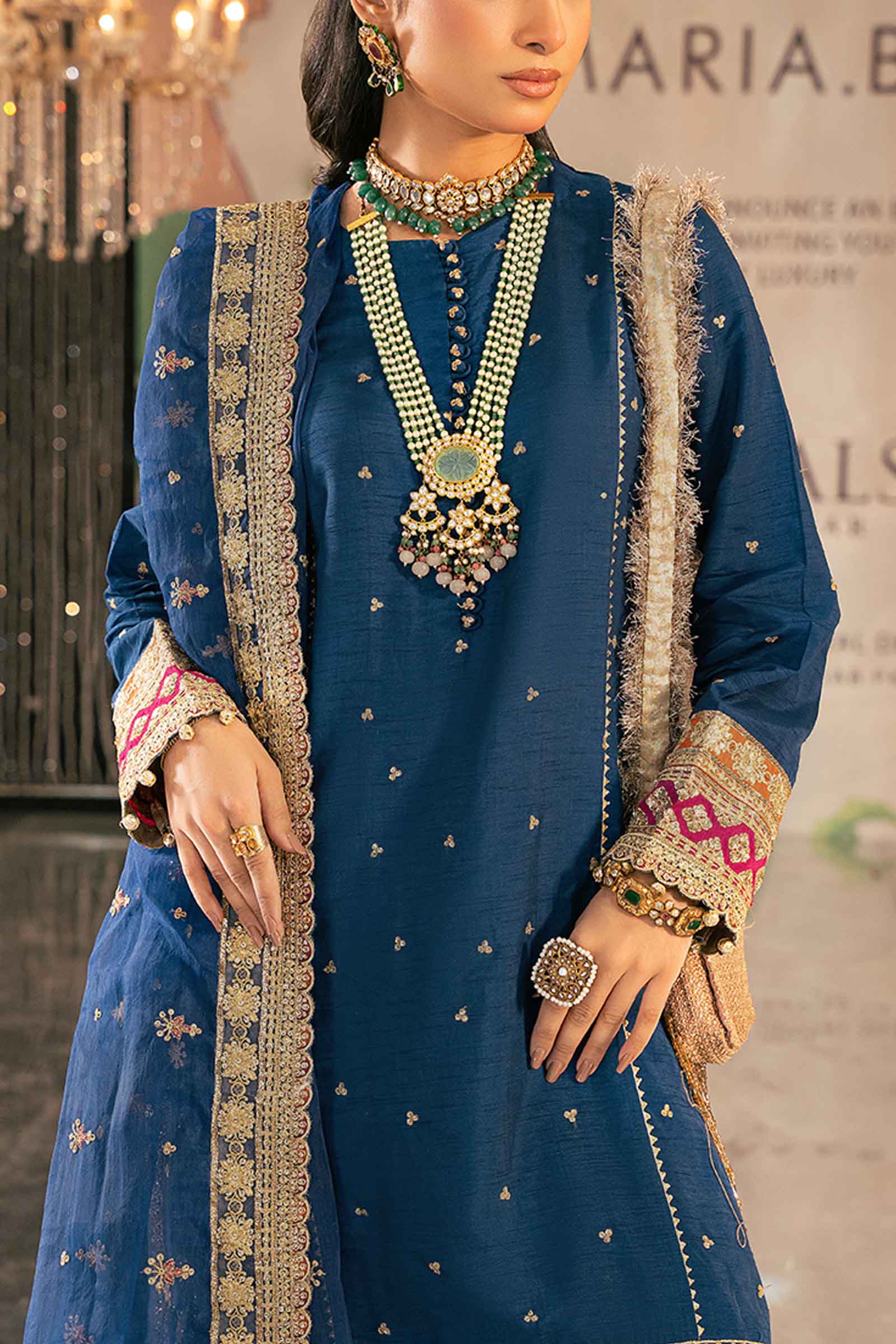 3 Piece Embroidered Raw Silk Suit - Image 4